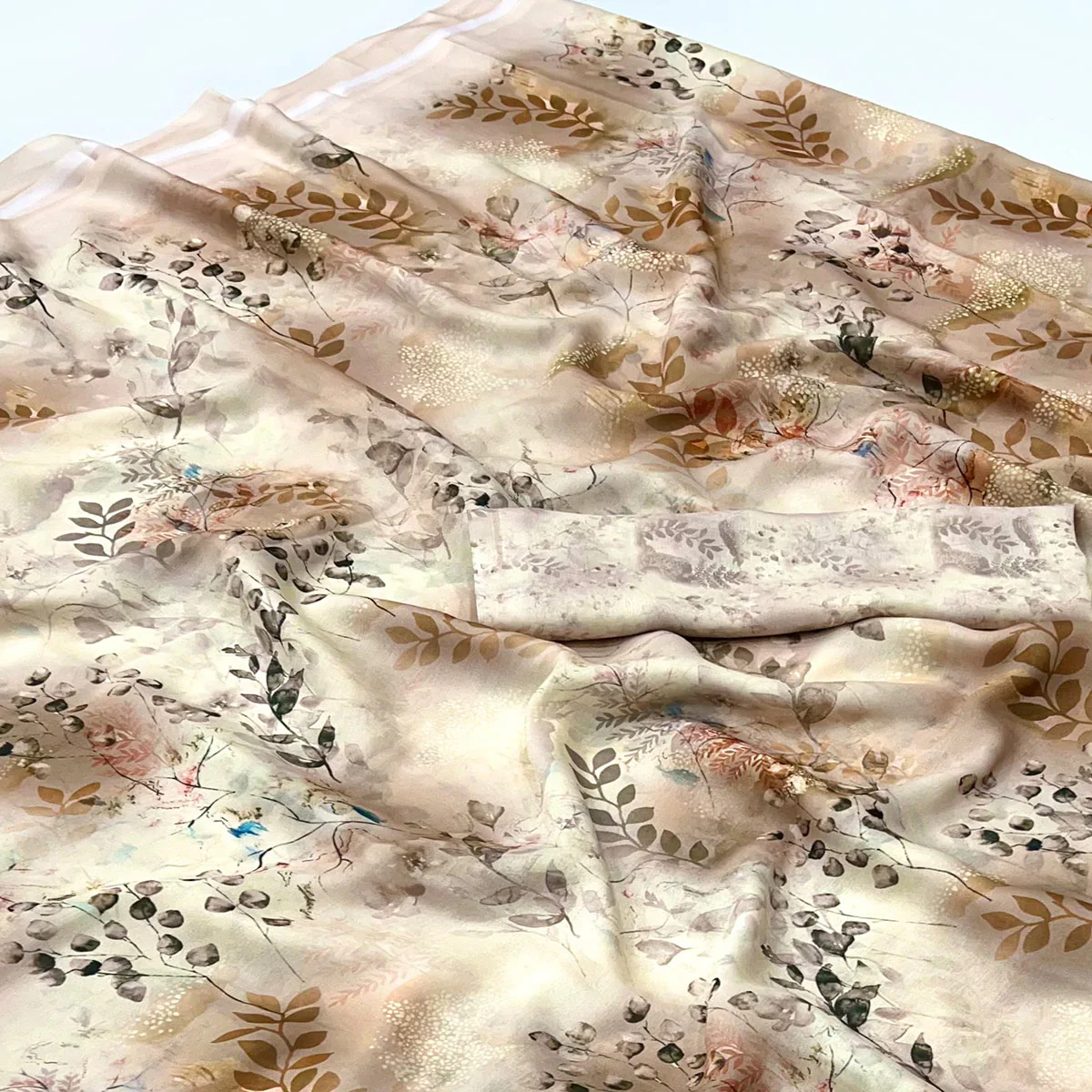 Beige Floral Digital Printed Georgette Saree - Image 2
