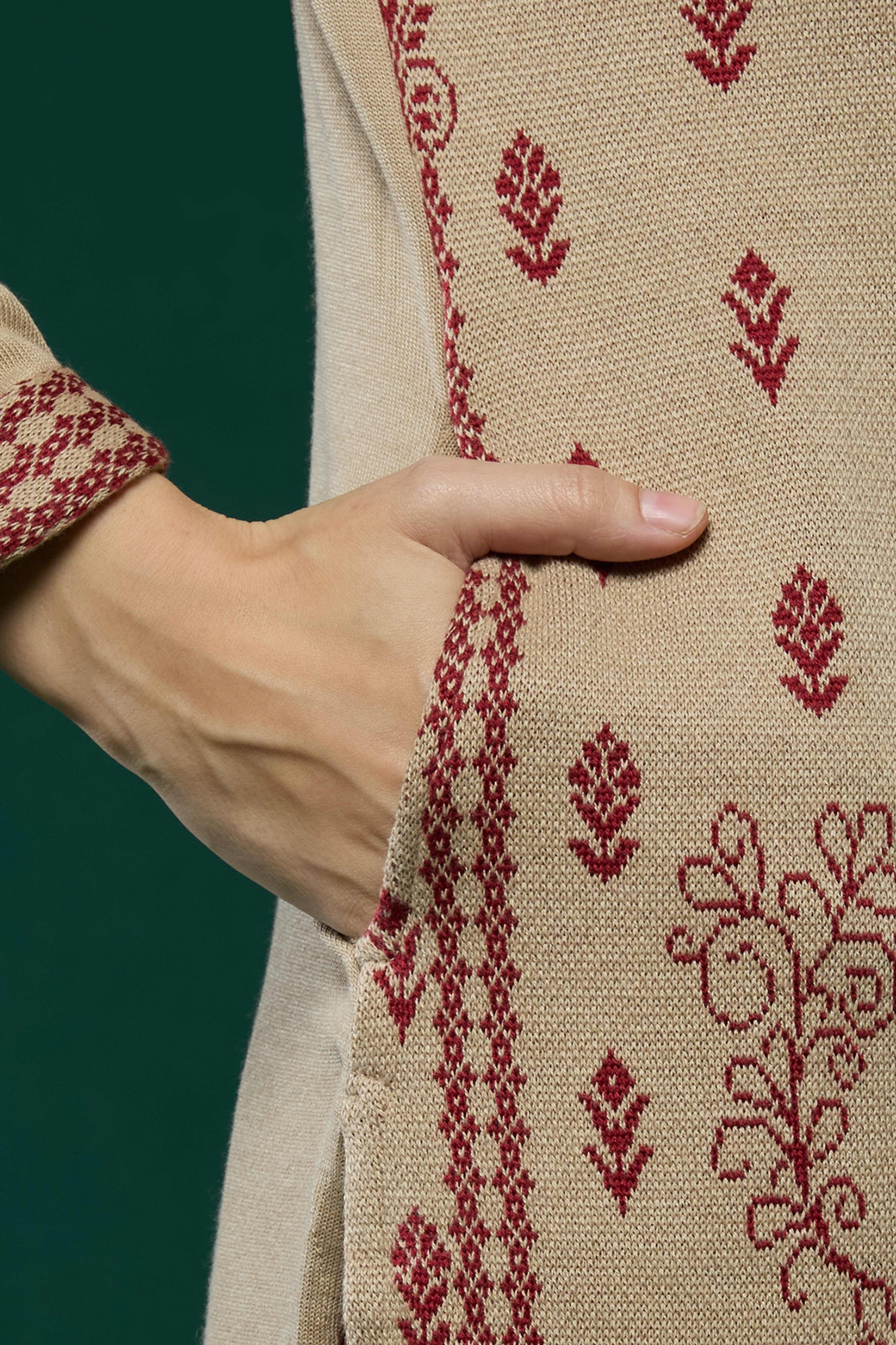 Beige Woolen Straight Kurti - Image 8