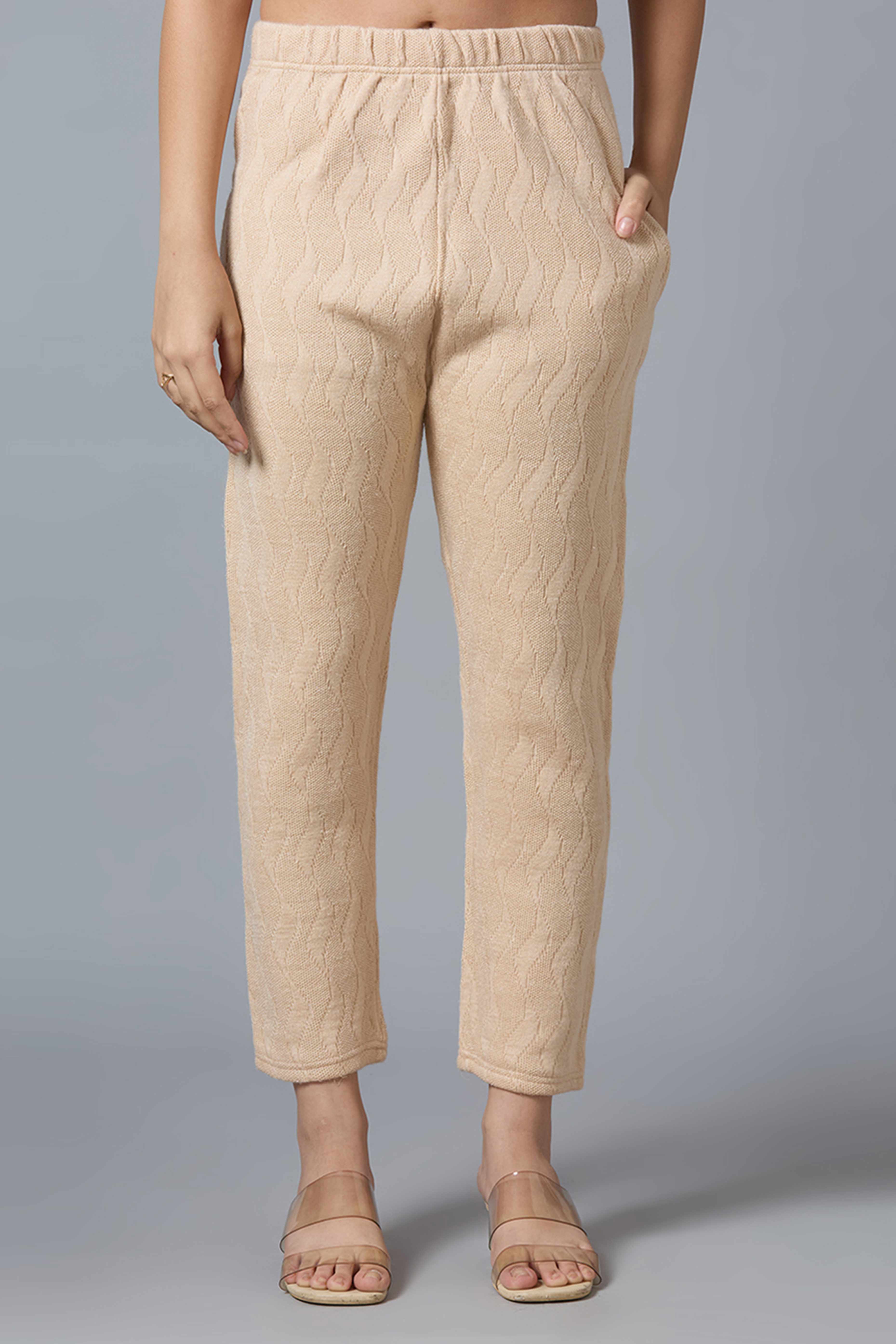 Beige Woven Woolen Straight Salwar Suit - Image 7