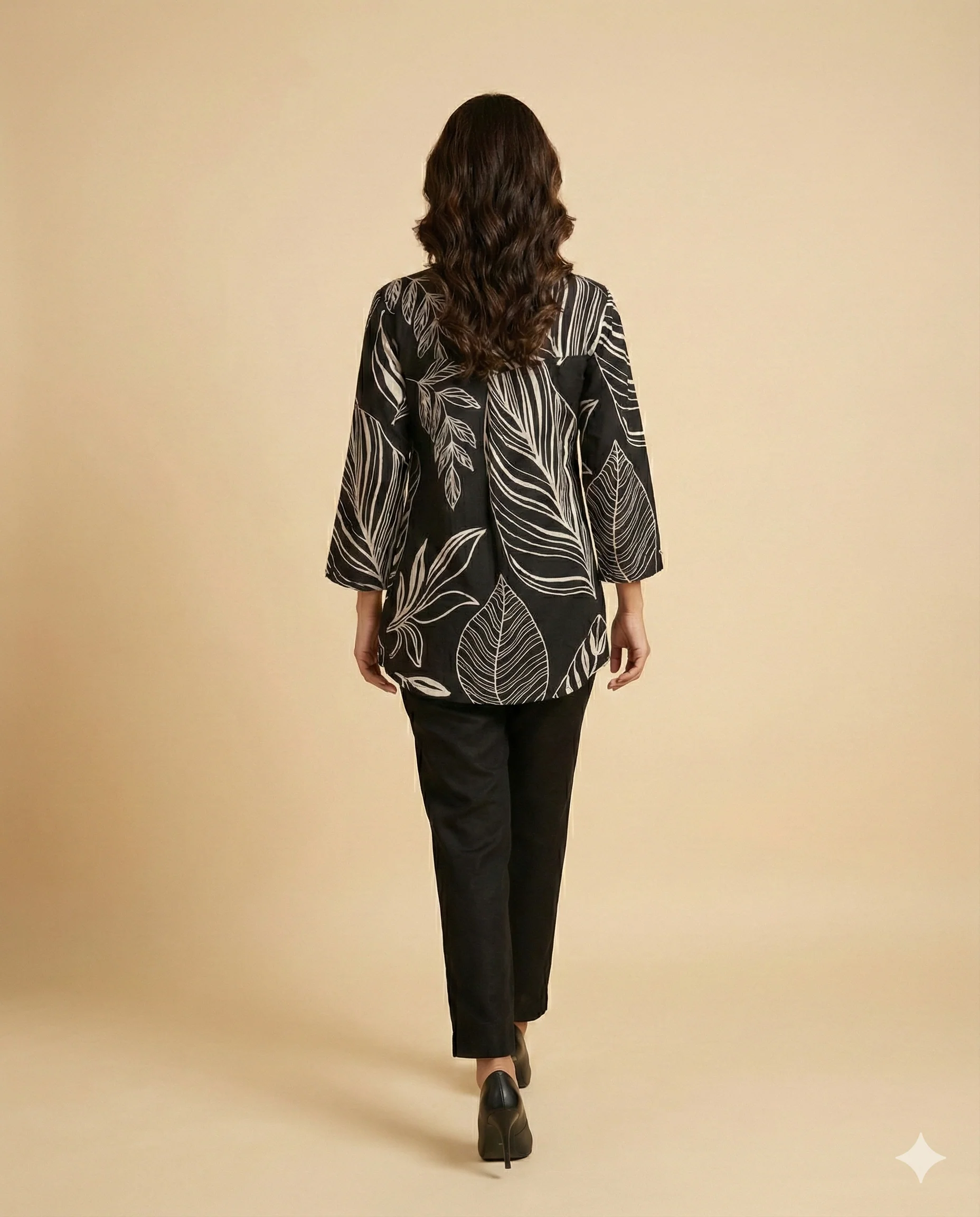 Black Floral Print Rayon Shirt and Bottom Set Ideal for Daily Wear and Casual Outings - Image 3