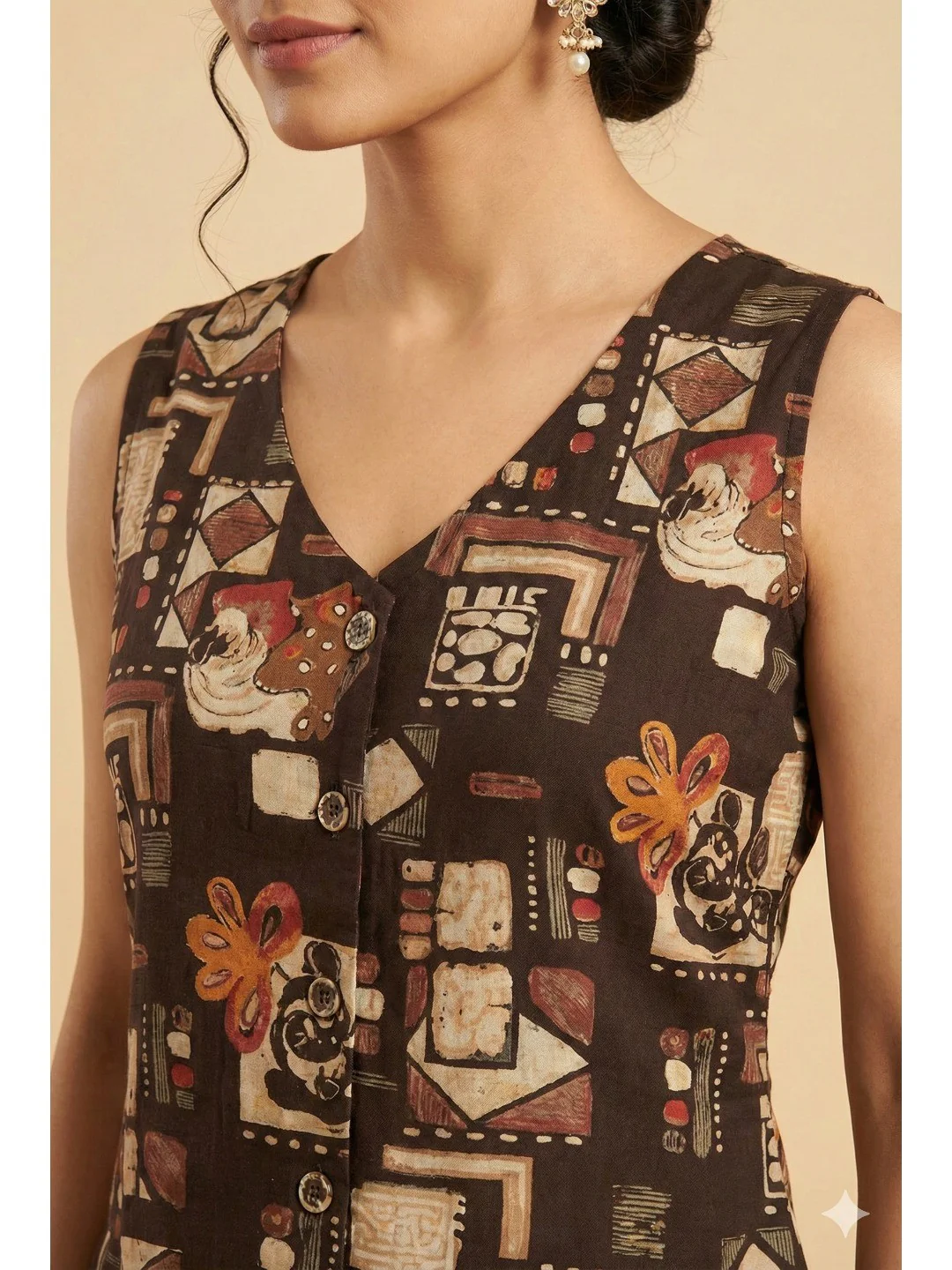 Black Geometric Printed Rayon Co-Ord Set in Soft Rayon for Effortless Style - Image 2