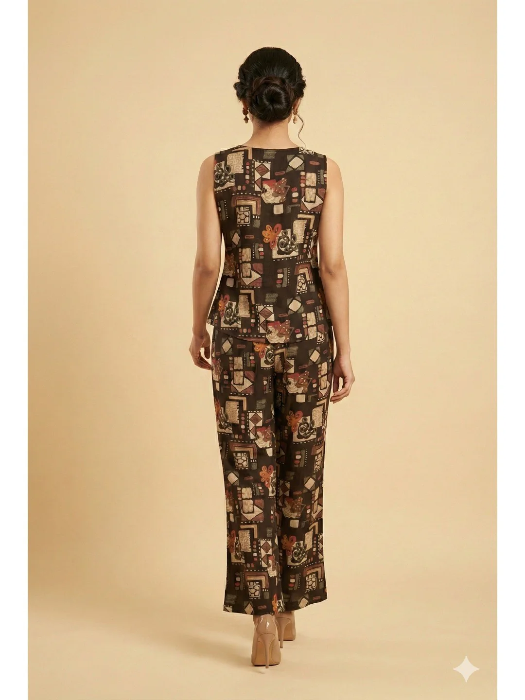 Black Geometric Printed Rayon Co-Ord Set in Soft Rayon for Effortless Style - Image 3