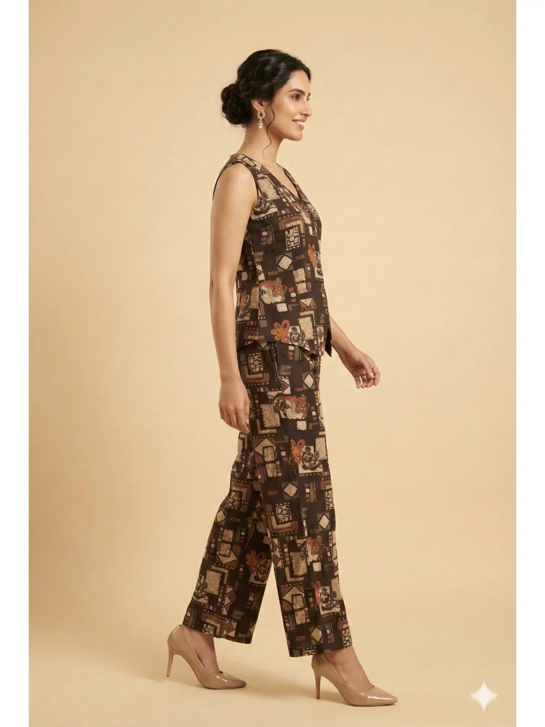 Black Geometric Printed Rayon Co-Ord Set in Soft Rayon for Effortless Style - Image 4