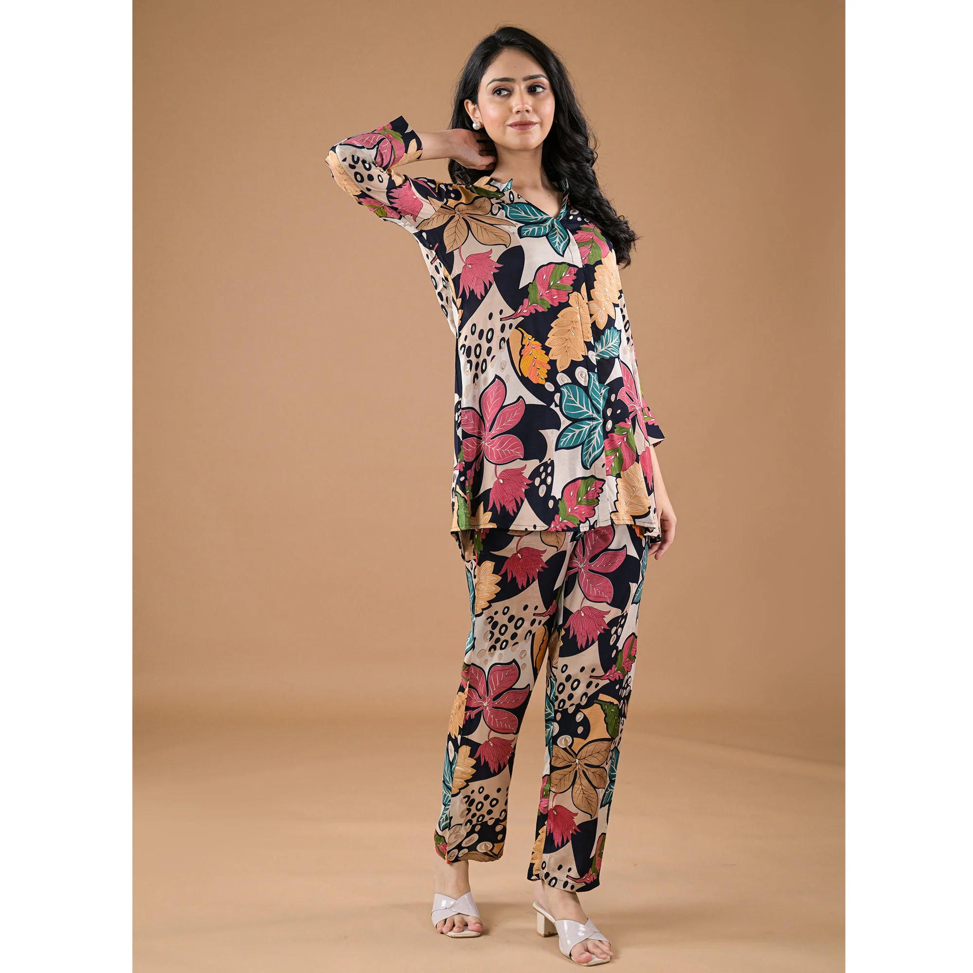 Black Printed Muslin Co-Ord Set - Image 4