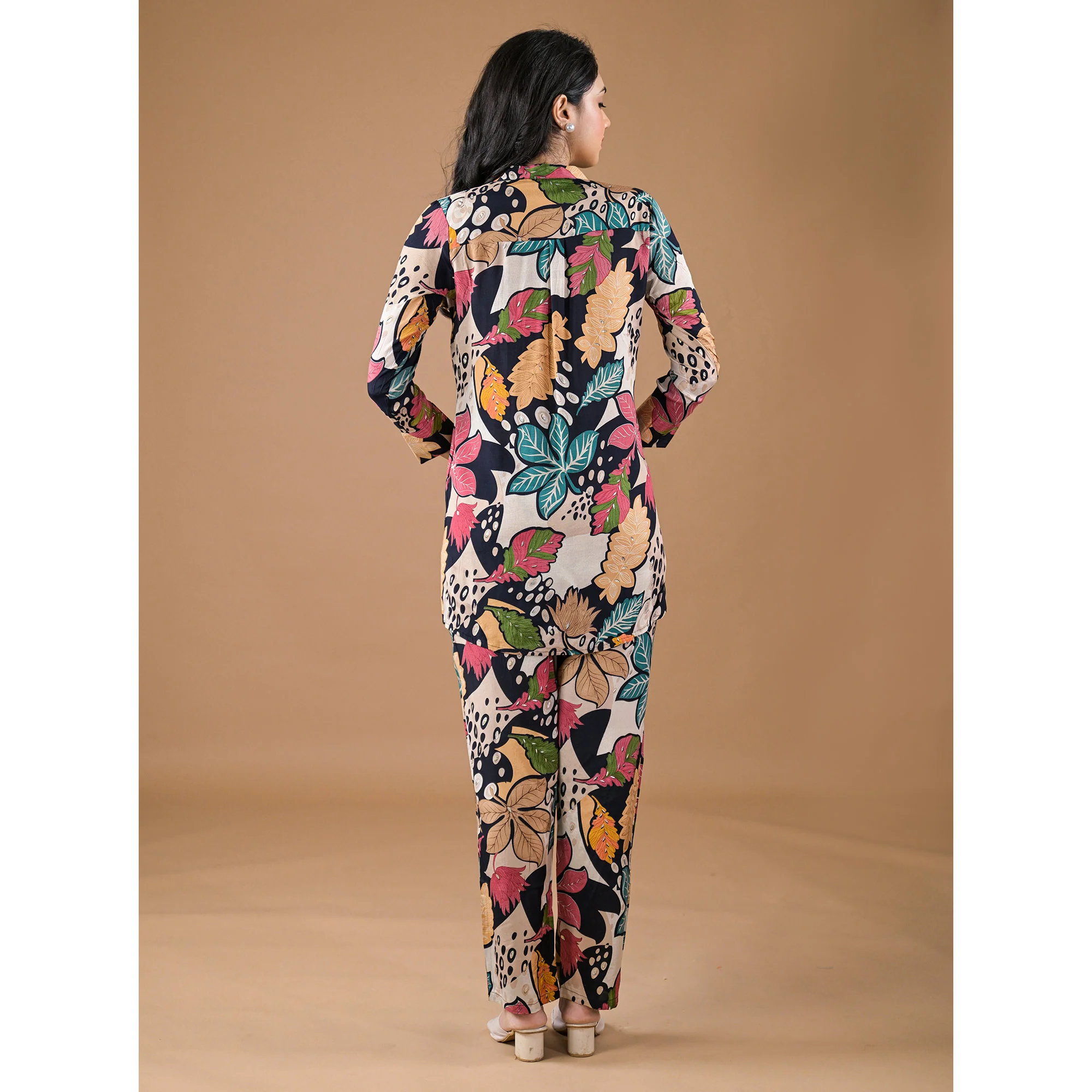 Black Printed Muslin Co-Ord Set - Image 7