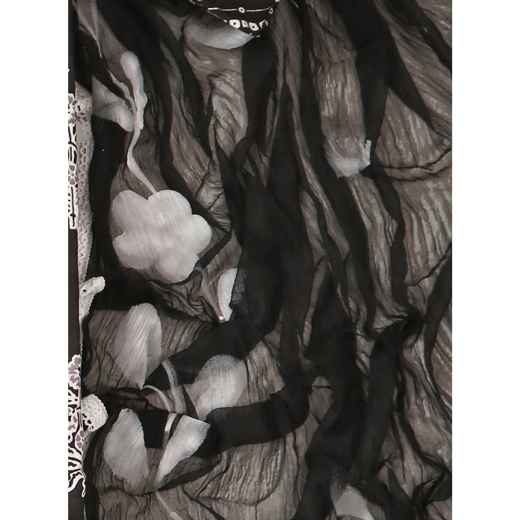Black Printed With Embroidery Pure Cotton Dress Material - Image 7