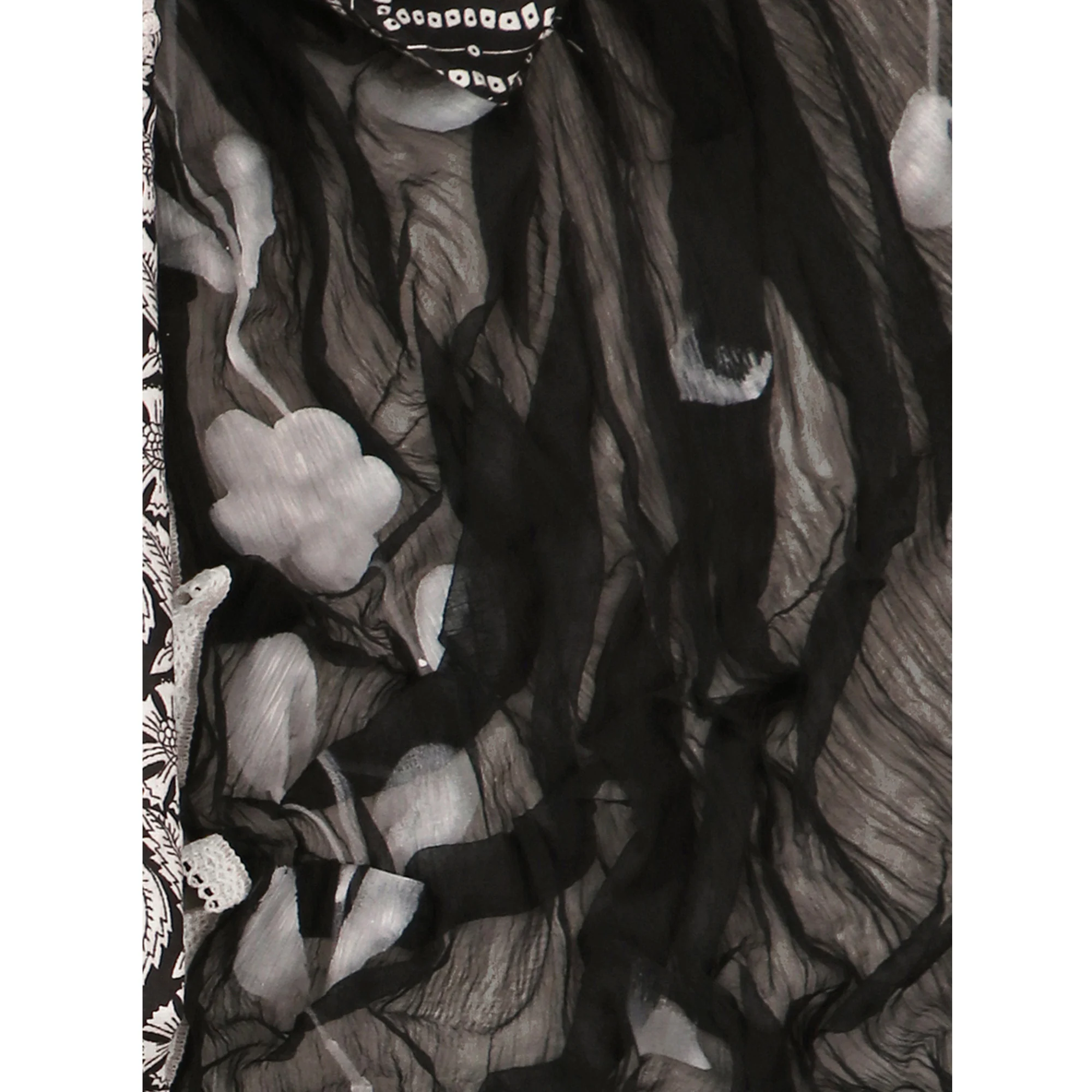 Black Printed With Embroidery Pure Cotton Dress Material - Image 7
