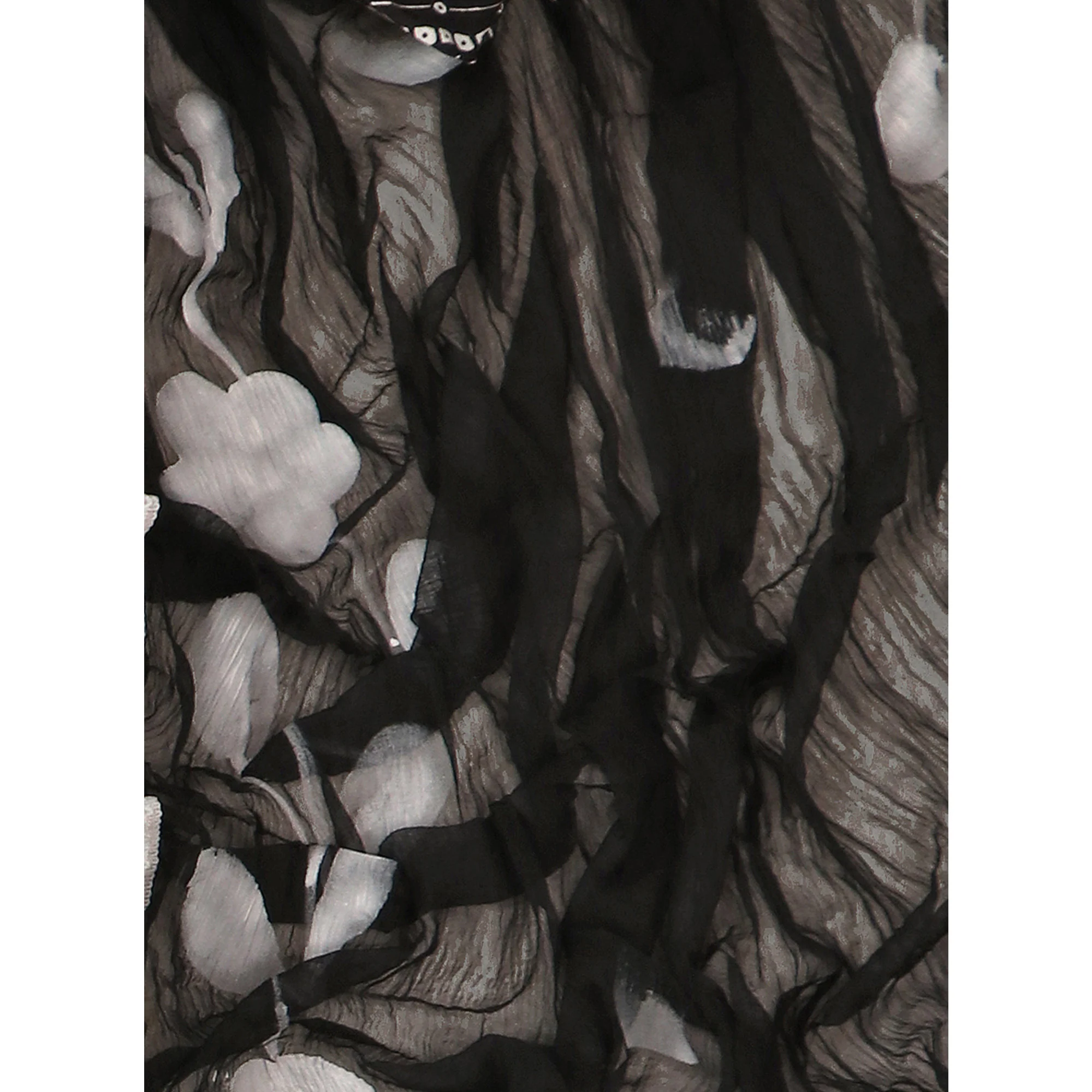 Black Printed With Embroidery Pure Cotton Dress Material - Image 7