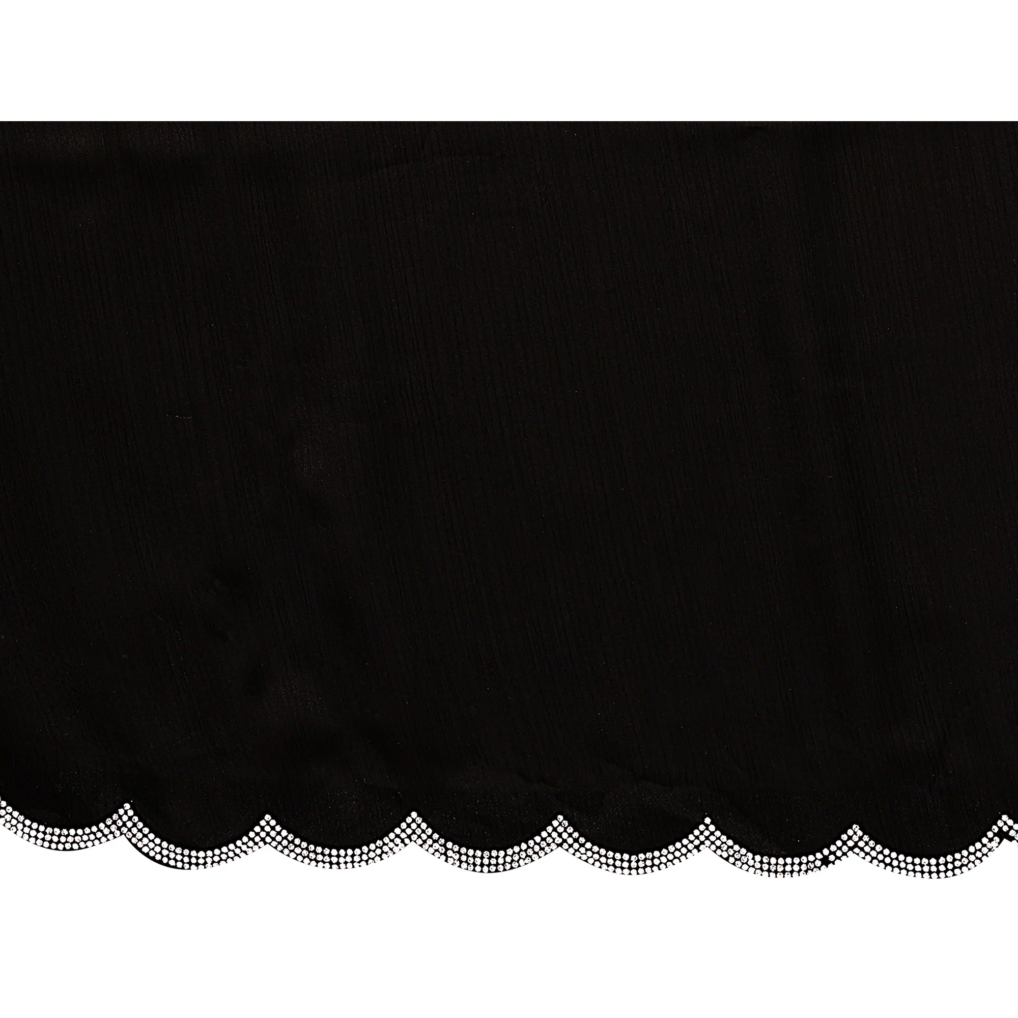 Black Solid Chiffon Saree With Stone Work Border - Image 9