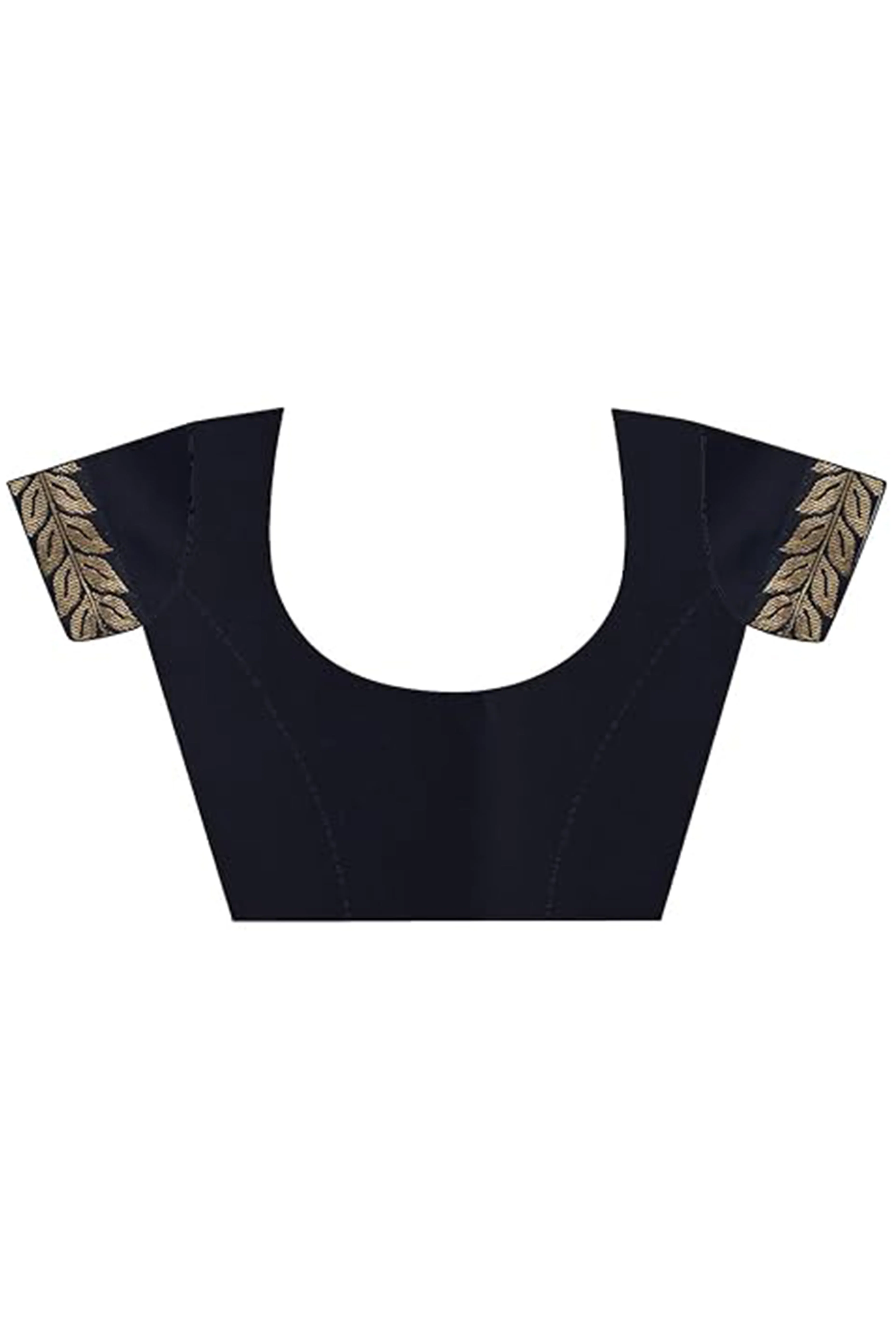 Black Solid Georgette Saree With Embroidered Border - Image 6