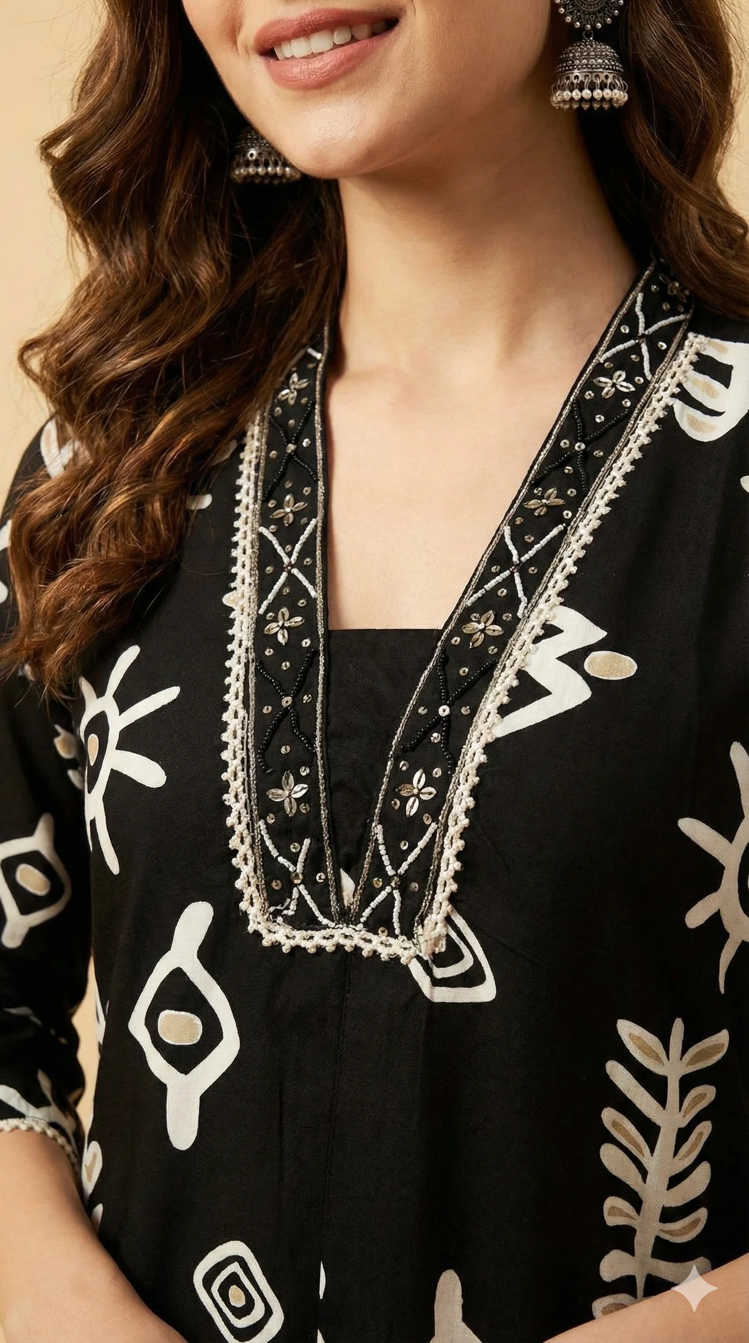 Black Stylish Rayon Straight Cut Co-ord Set Adorned with Modern Abstract Patterns - Image 2