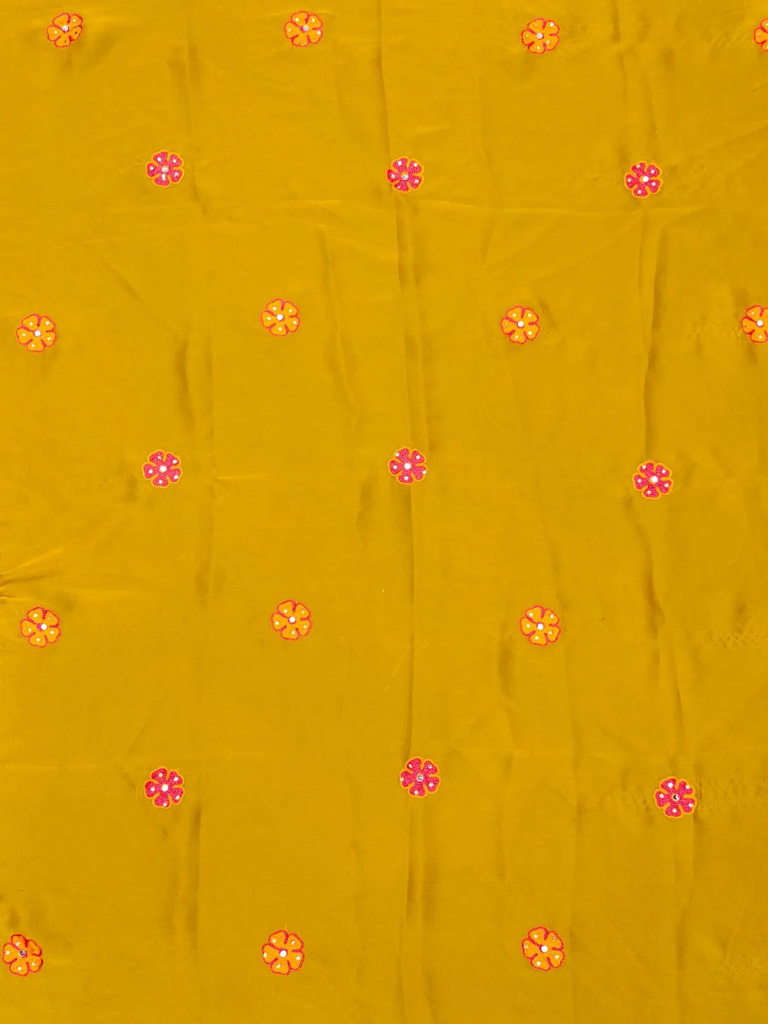 Black Viscose Saree with Floral Embroidery and Mustard Blouse - Image 2