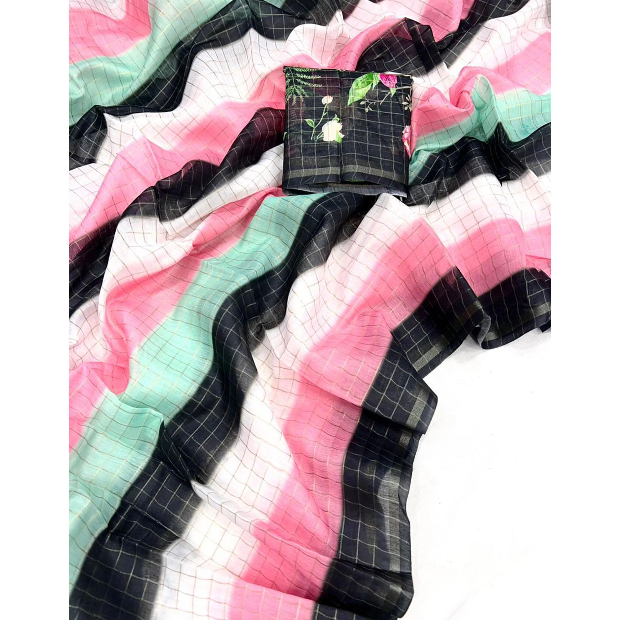 Black Weaving Chanderi Saree - Image 3