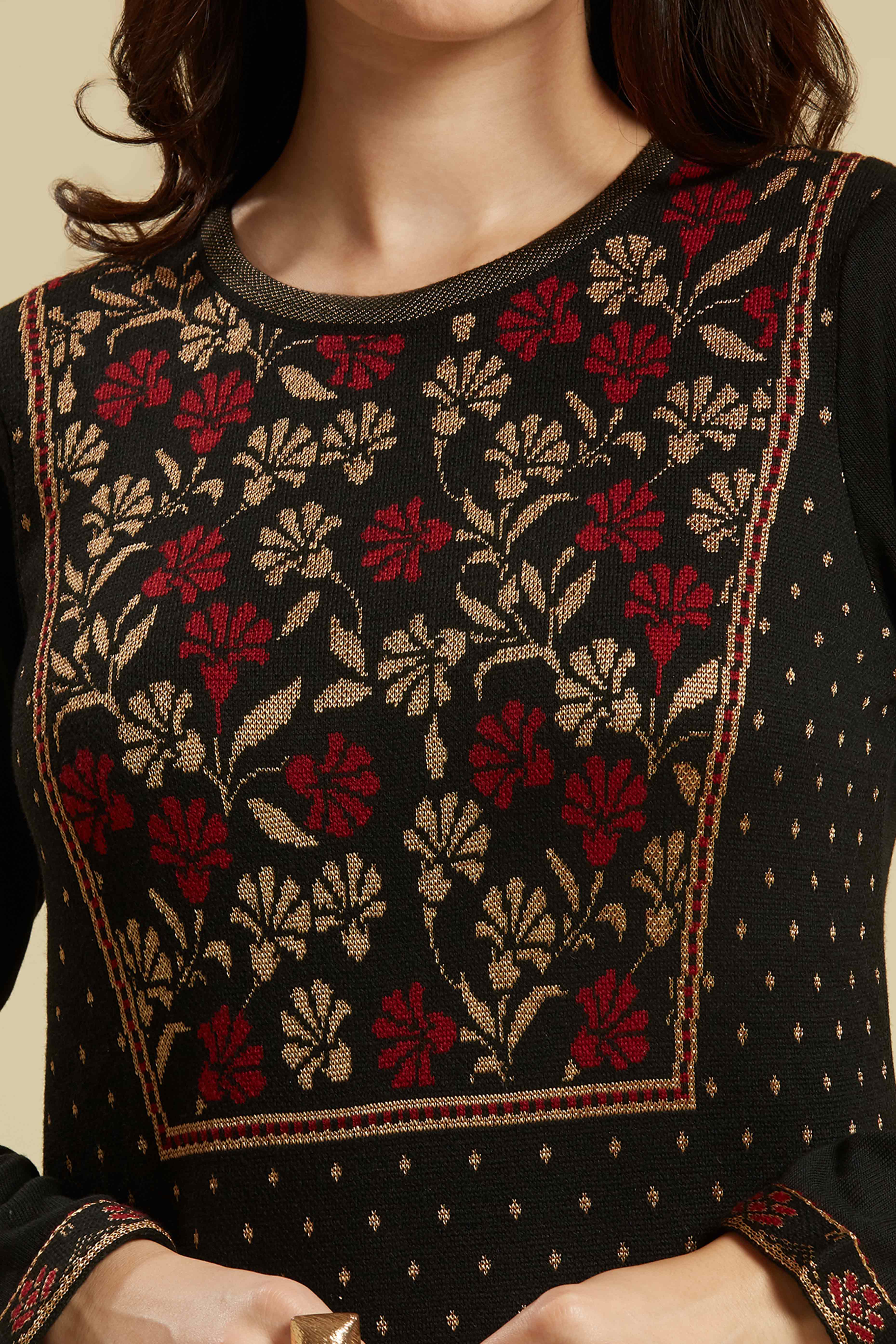 Black Woolen Straight Kurti - Image 2