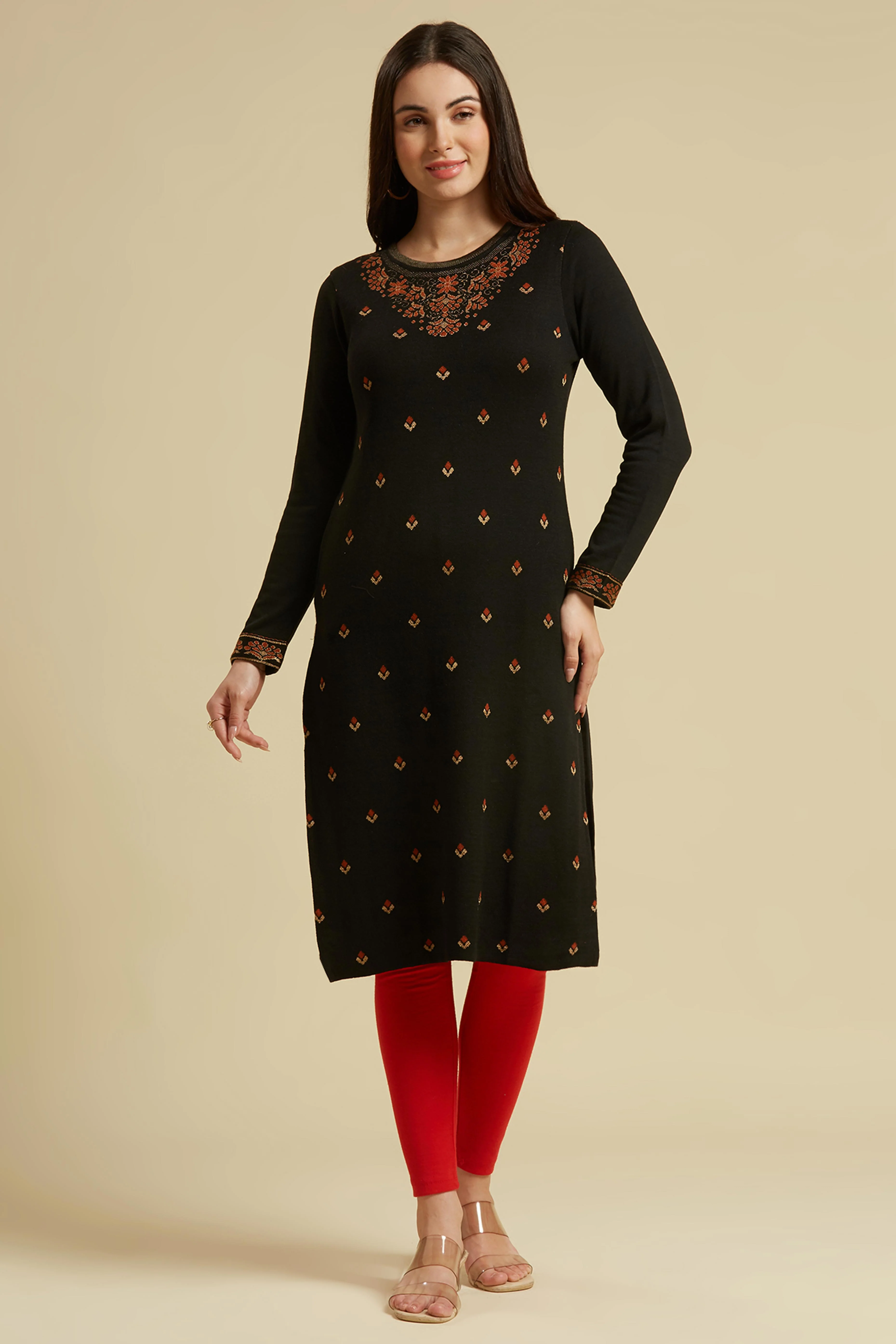 Black Woolen Straight Kurti - Image 6