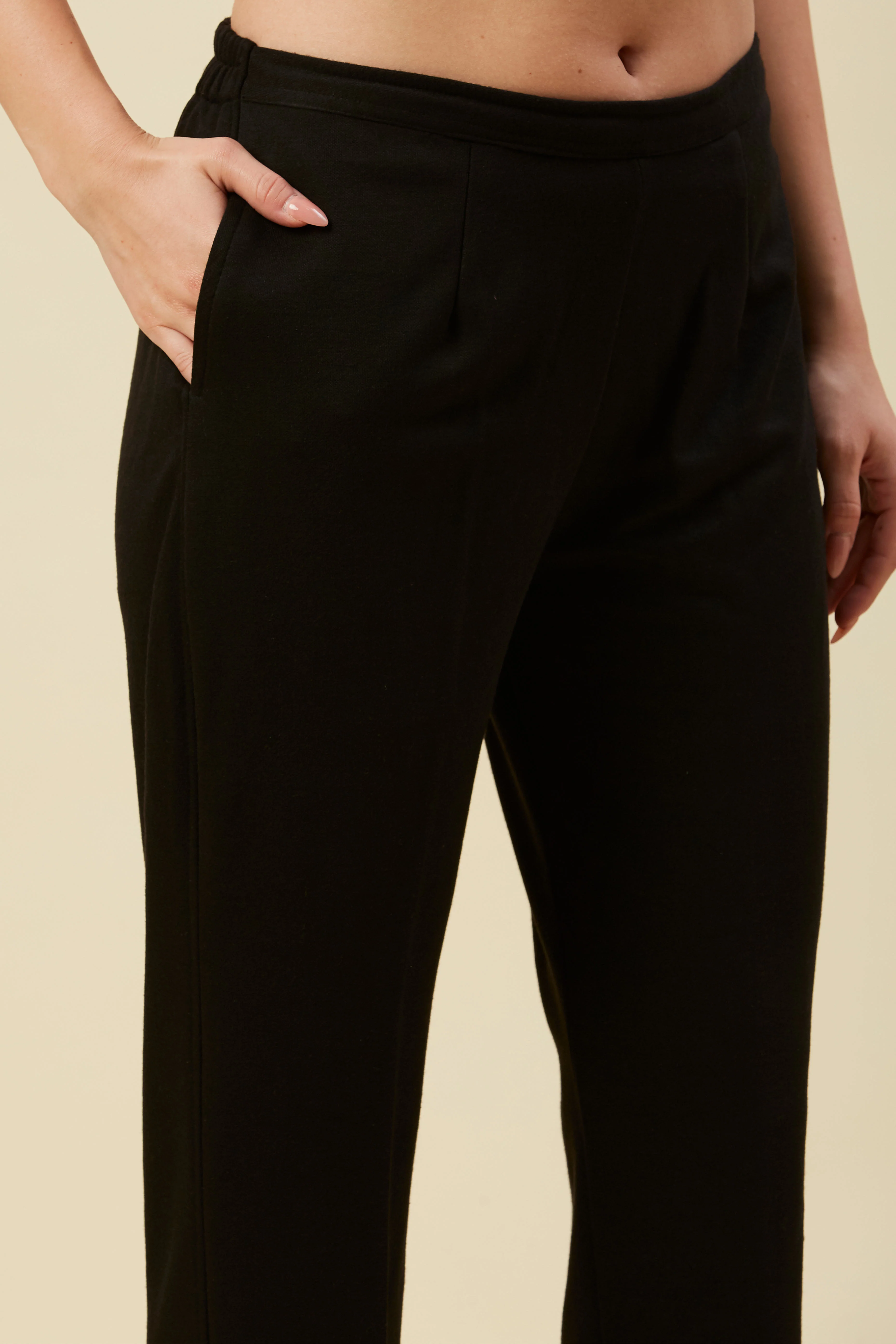 Black Woven Woolen Front Split Top Bottom Set - Image 12