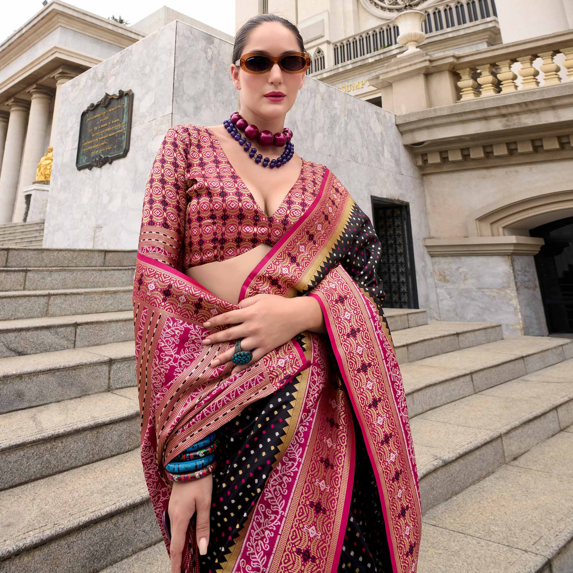 Black Zari Woven Banarasi Silk Saree - Image 6