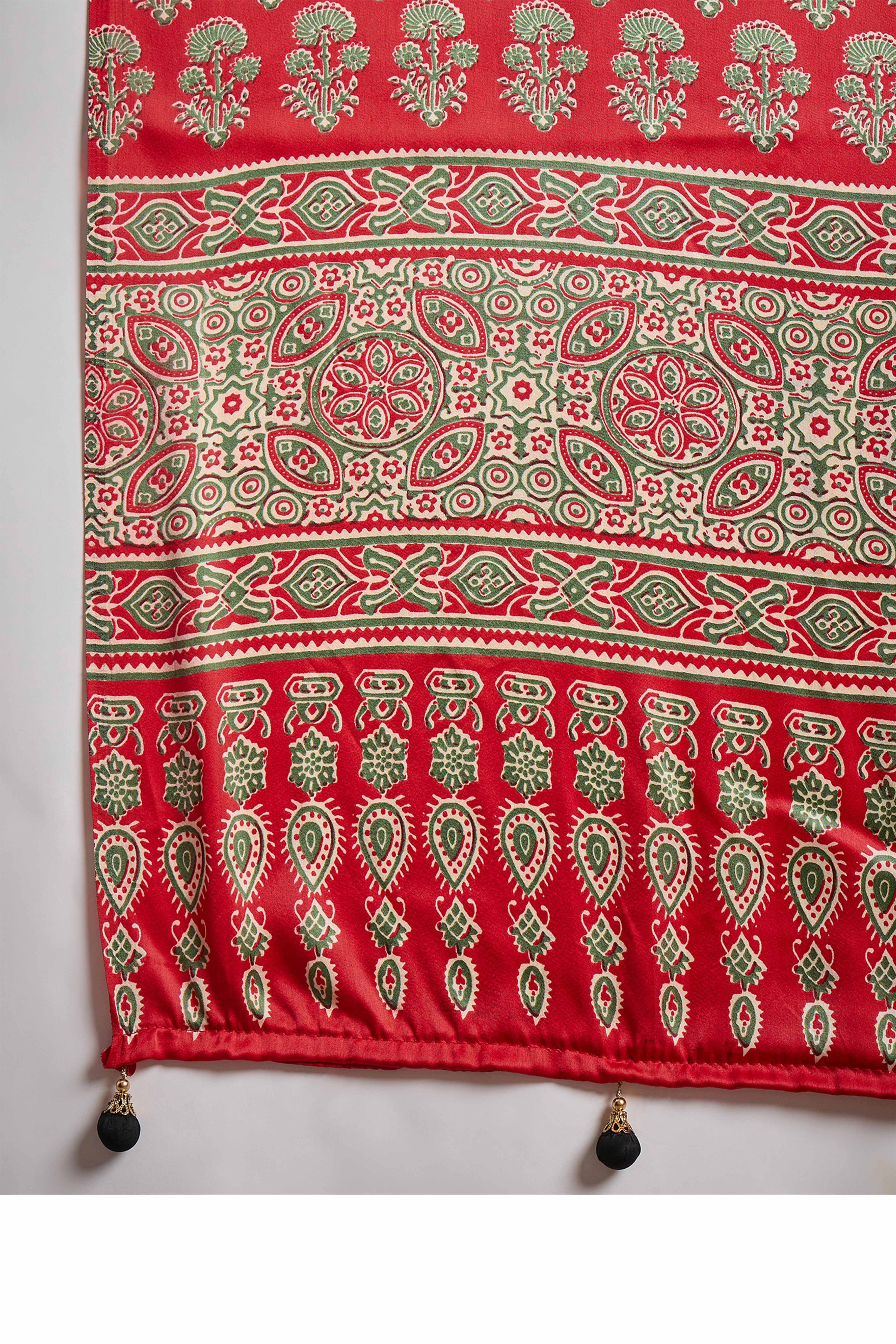 Blue Ajrakh Printed Modal Satin Saree with Traditional Ajrakh Charm - Image 5