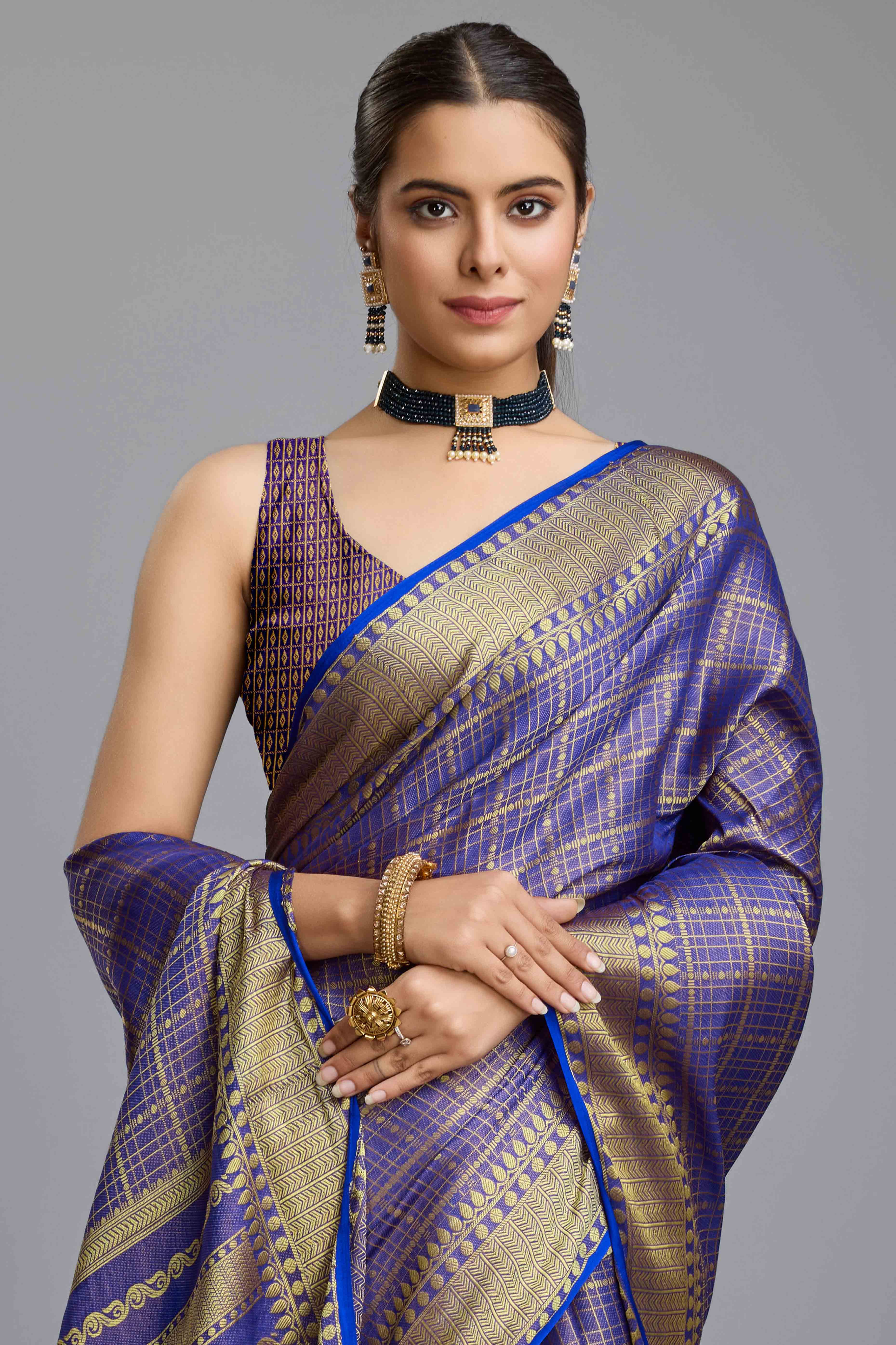 Blue Brocade Zari Weaving Mysore Silk Saree - Image 6