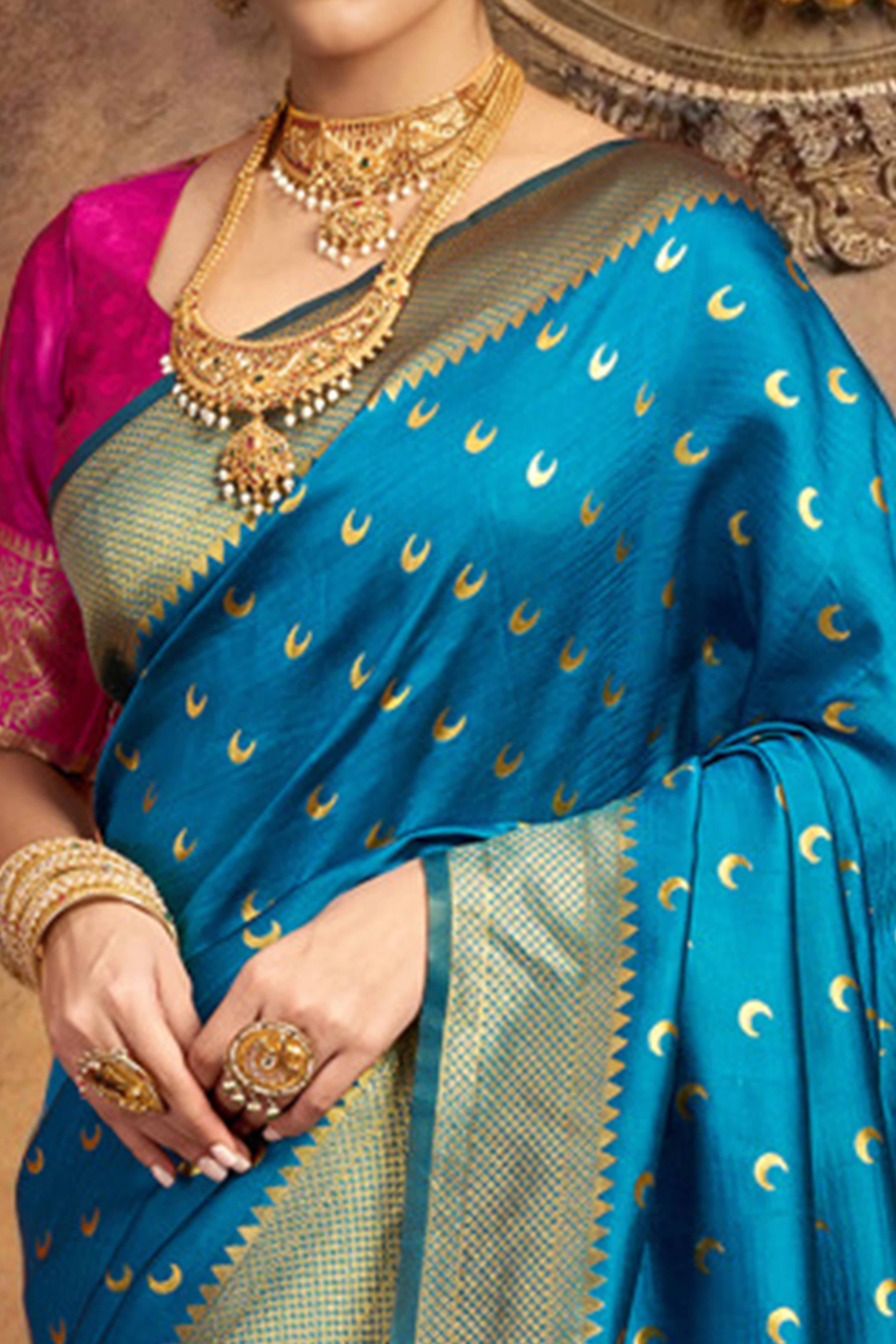 Blue Chandrakor Paithani Silk Blend Saree With Intricate Zari Weaving - Image 2