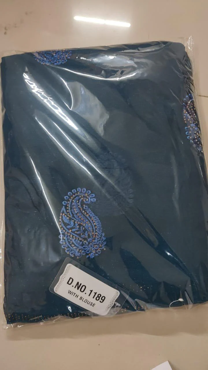 Blue Embroidered With Embellished Georgette Saree