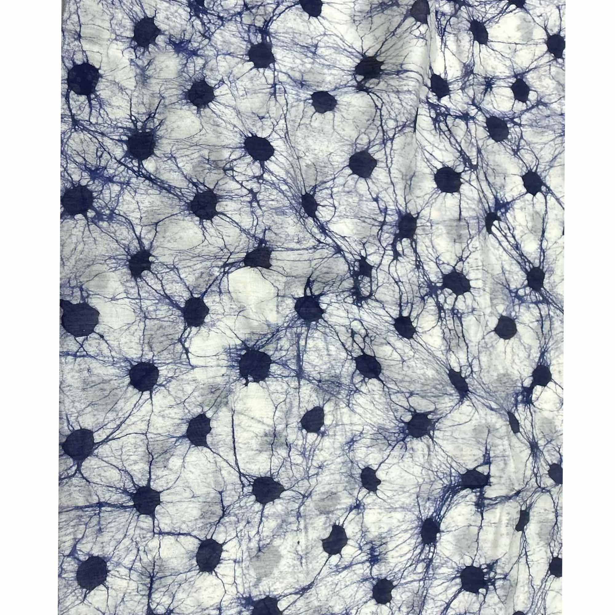 Blue Floral Handprinted Linen Saree for Graceful Ethnic Occasions - Image 5