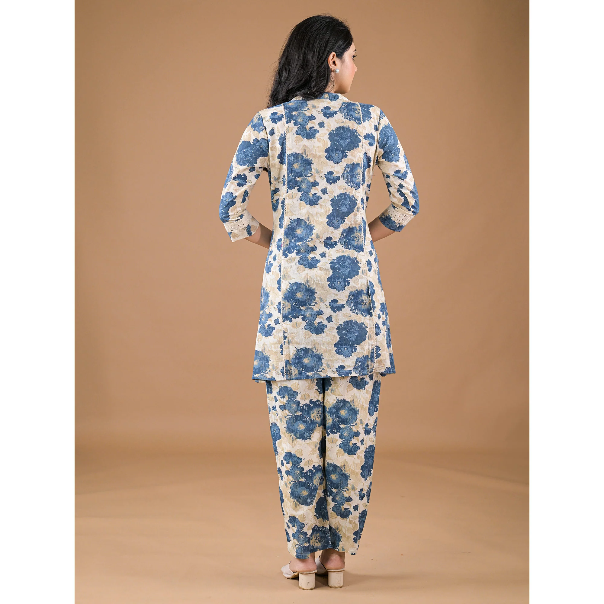 Blue Floral Printed Pure Cotton Co-Ord Set - Image 7