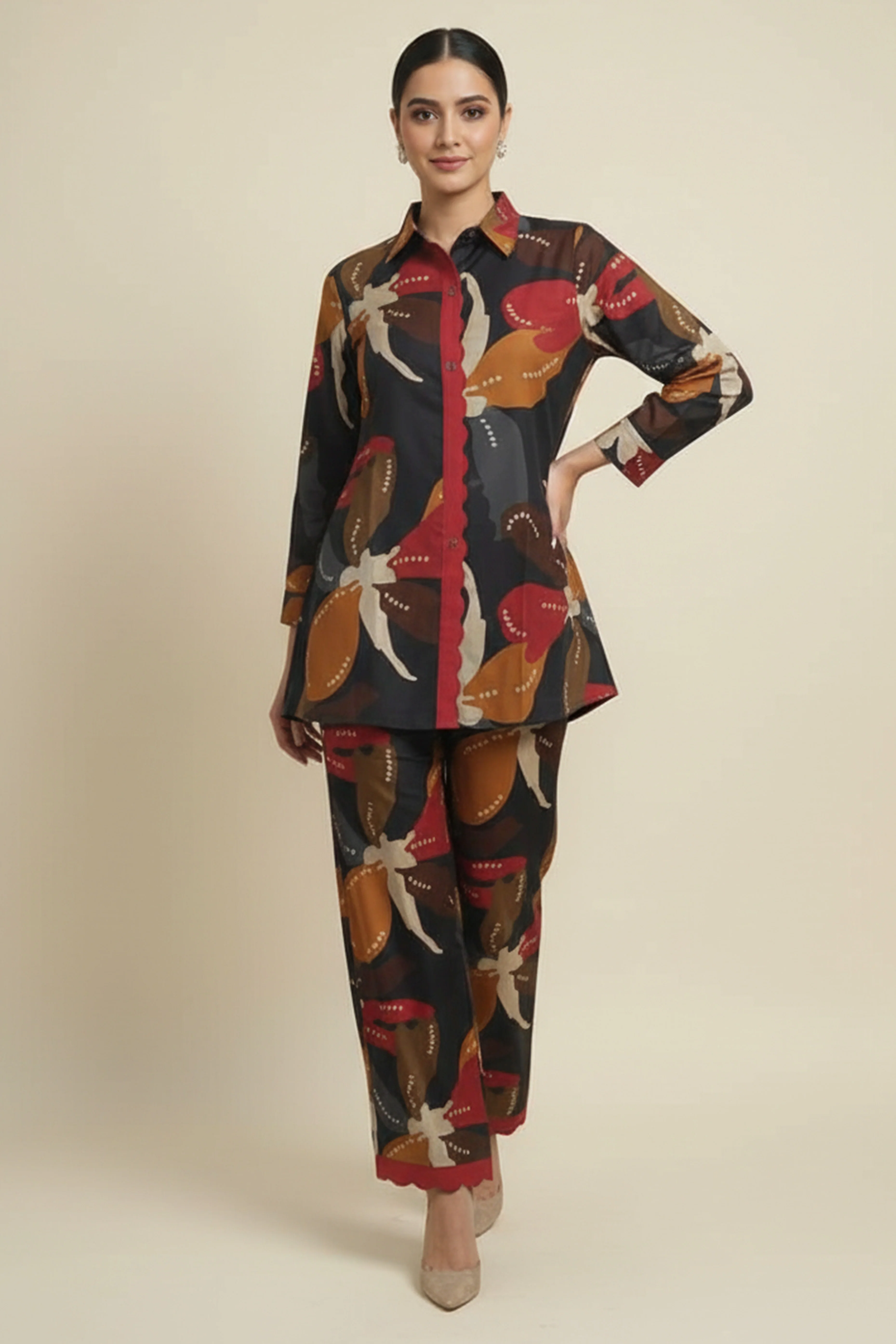 Blue Stylish Floral Printed Viscose Shirt Top and Bottom Set for a Chic and Comfortable Look - Image 5