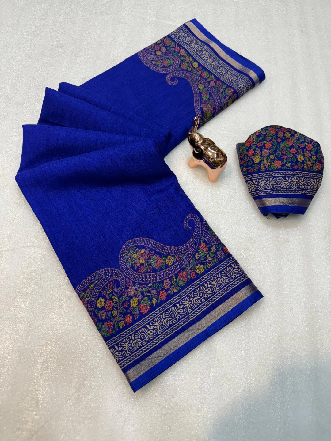 Blue Tussar Silk Saree with Classic Paisley Pattern and Refined Traditional Finish - Image 3