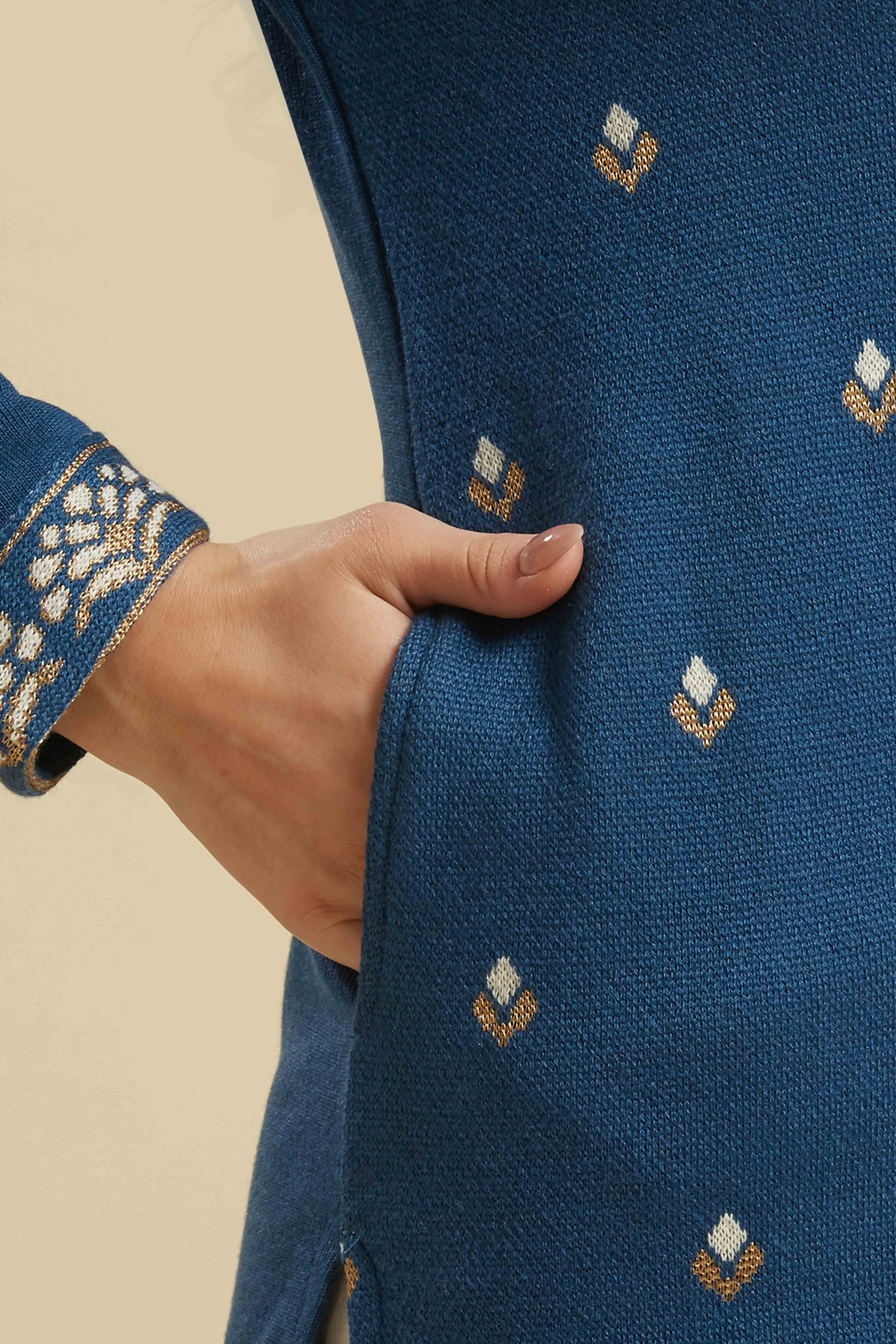 Blue Woolen Straight Kurti - Image 8