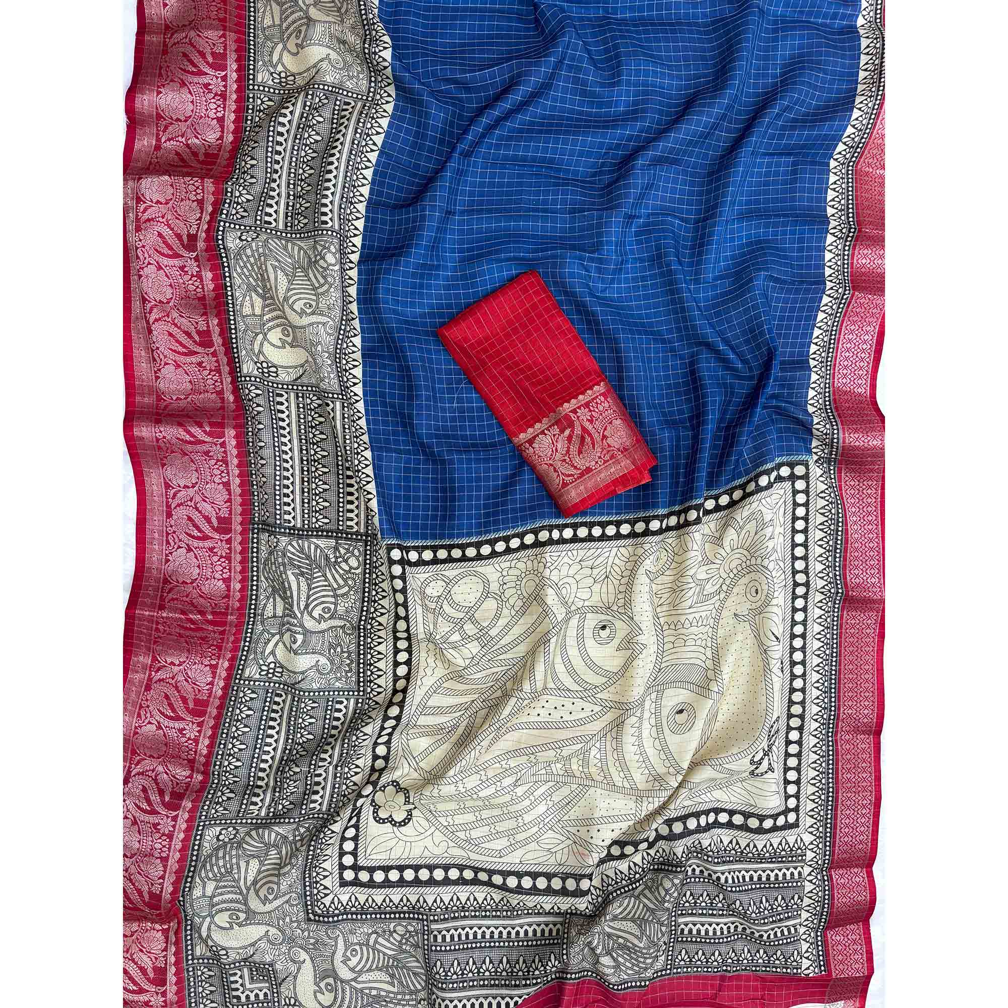 Blue Zari Woven Dola Silk Saree - Image 3