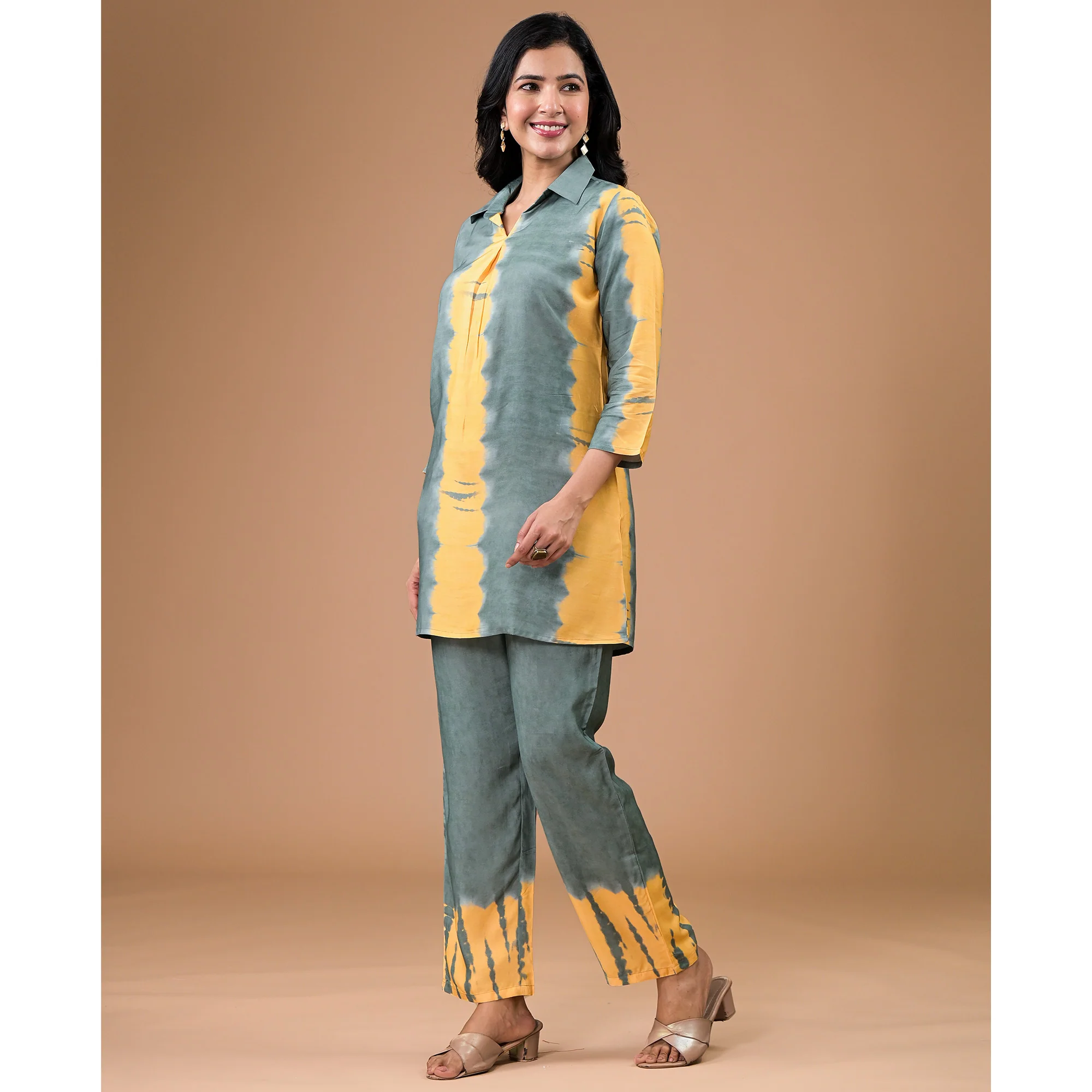 Bottle Green Tie Dye Printed Muslin Co-Ord Set - Image 4