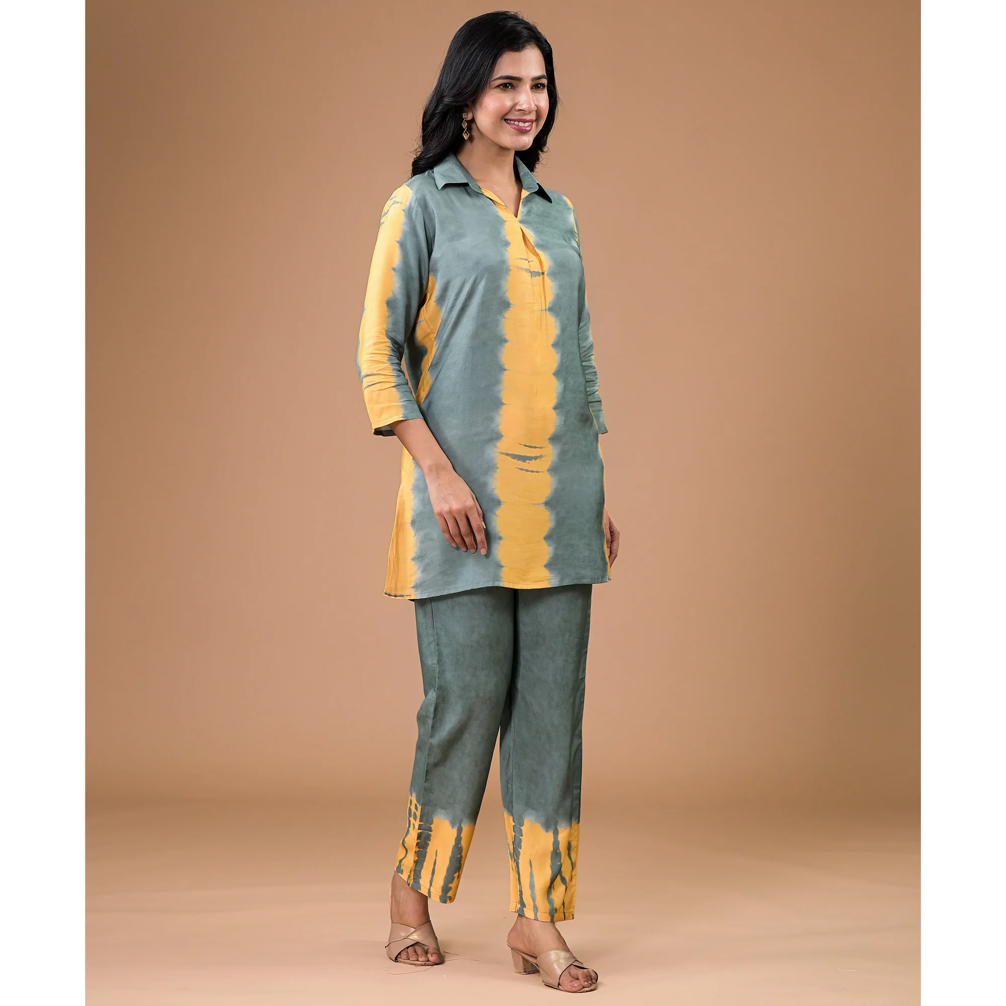 Bottle Green Tie Dye Printed Muslin Co-Ord Set - Image 5