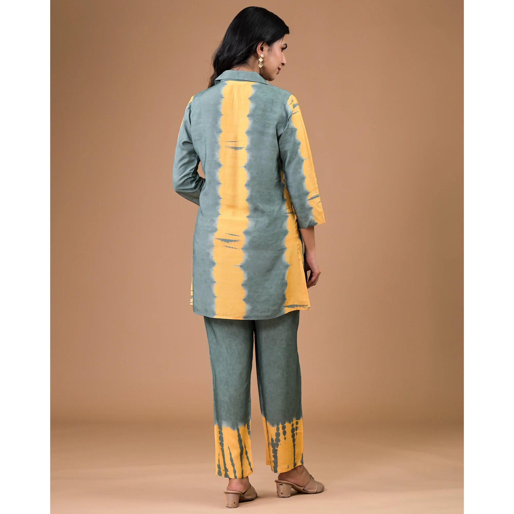 Bottle Green Tie Dye Printed Muslin Co-Ord Set - Image 7