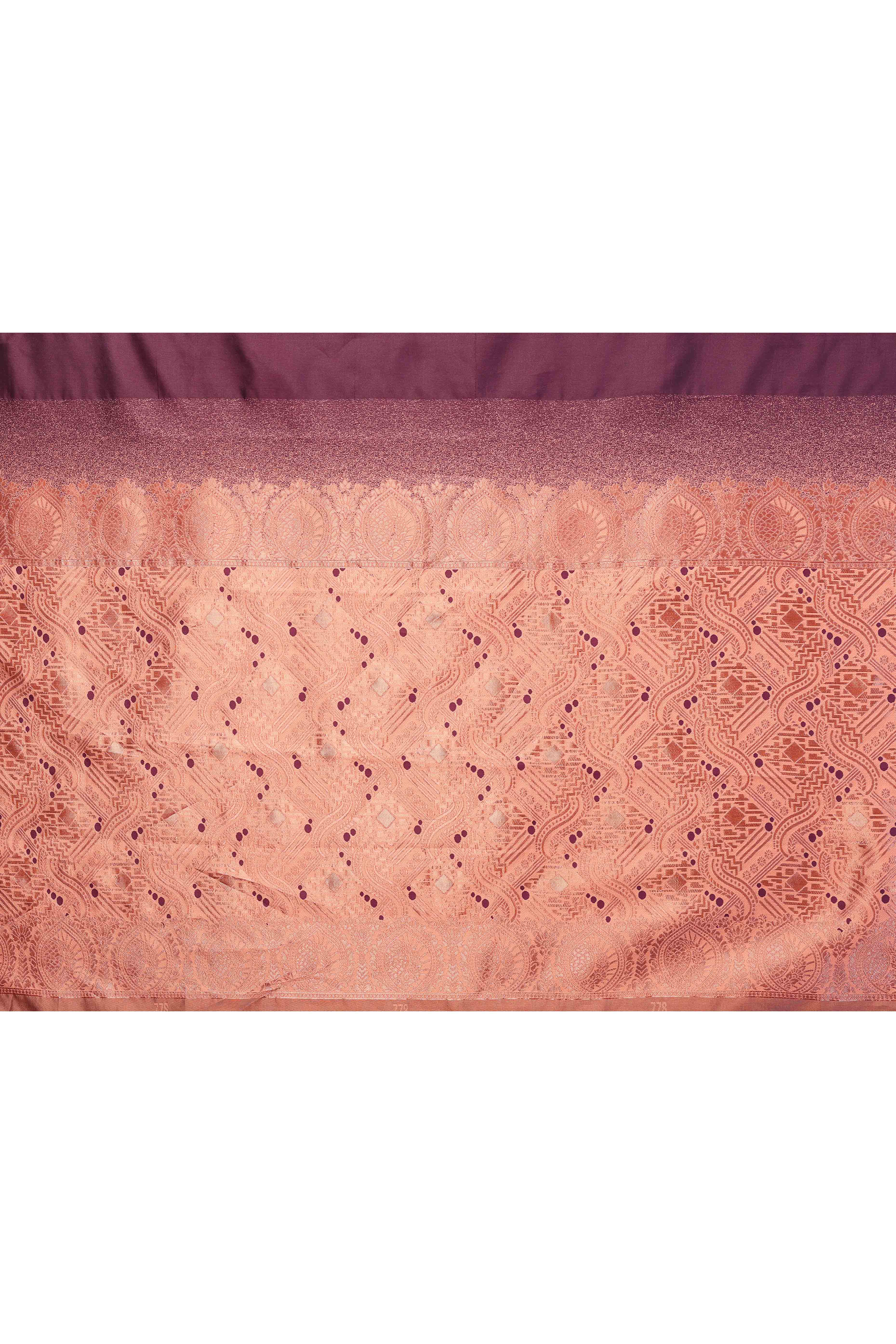Burgundy Banarasi Silk Saree Adorned With Floral Zari Weaving - Image 8