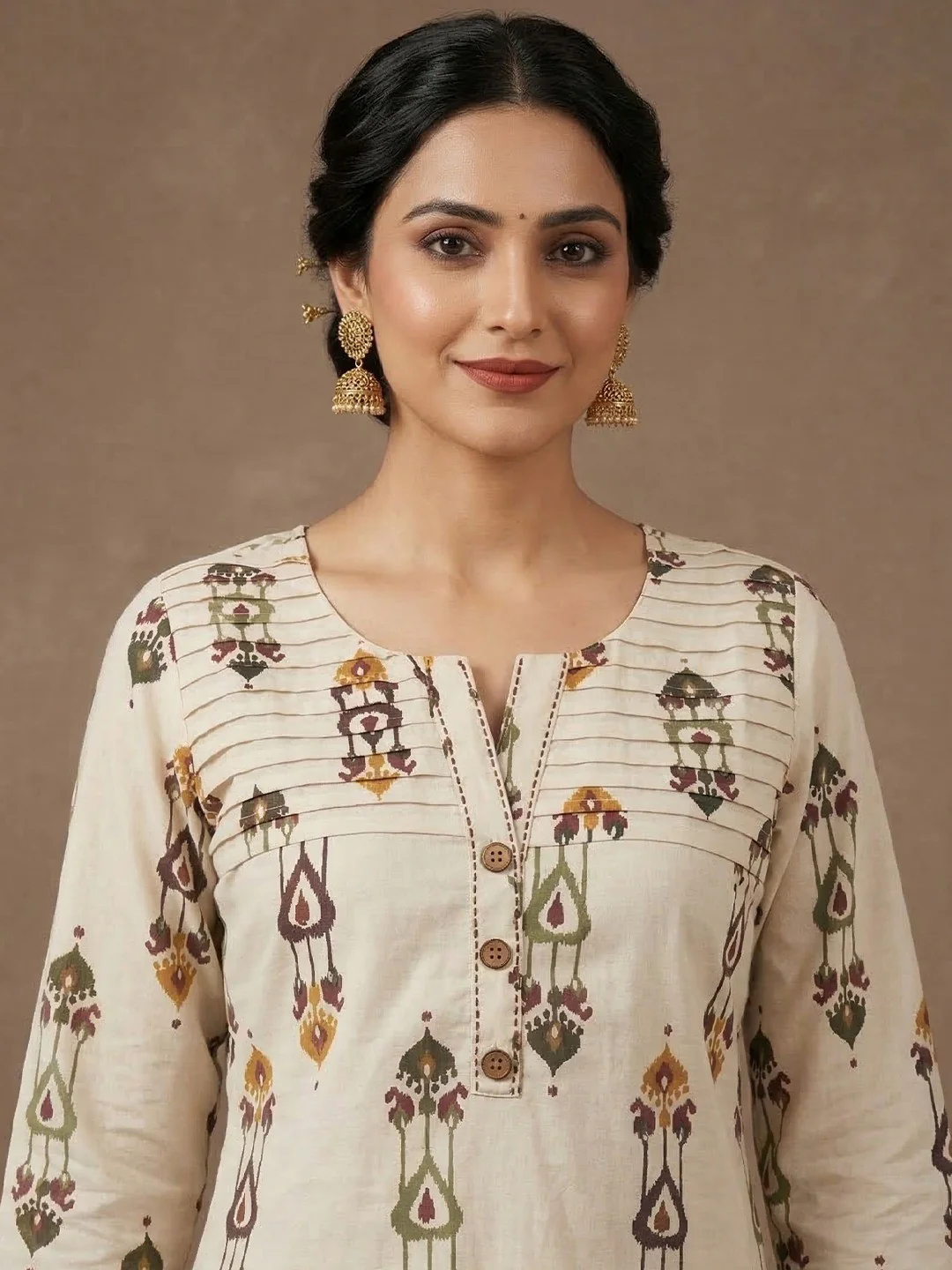 Casual Wear Off White & Maroon Printed Pure Cotton Co-Ord Set with Stylish Look - Image 4