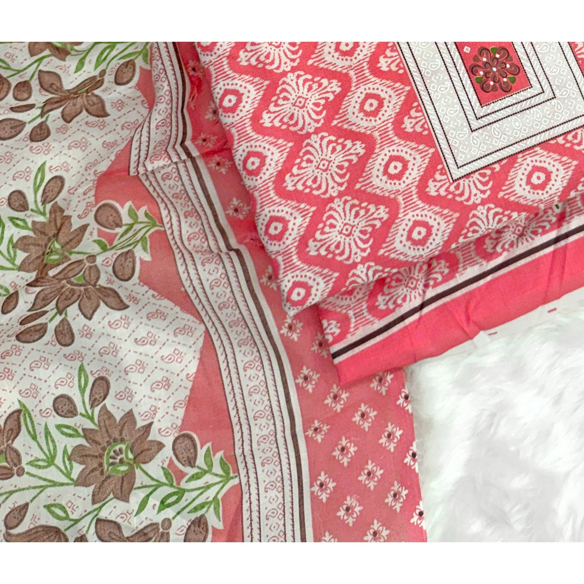 Charming Gajari Red Pure Cotton Dress Material With Delicate Floral Print - Image 5