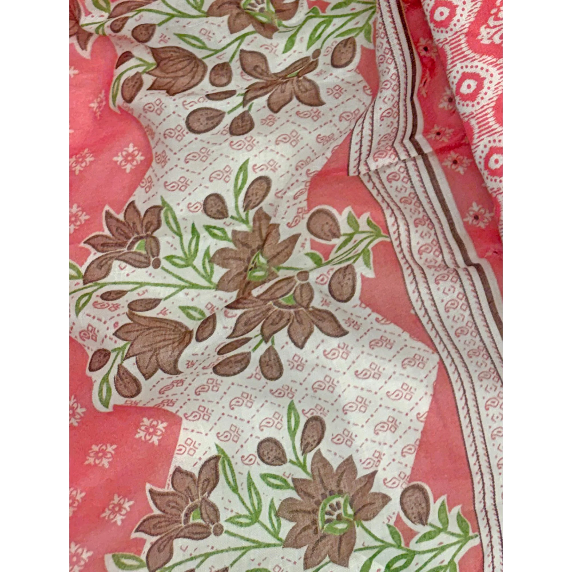 Charming Gajari Red Pure Cotton Dress Material With Delicate Floral Print - Image 6
