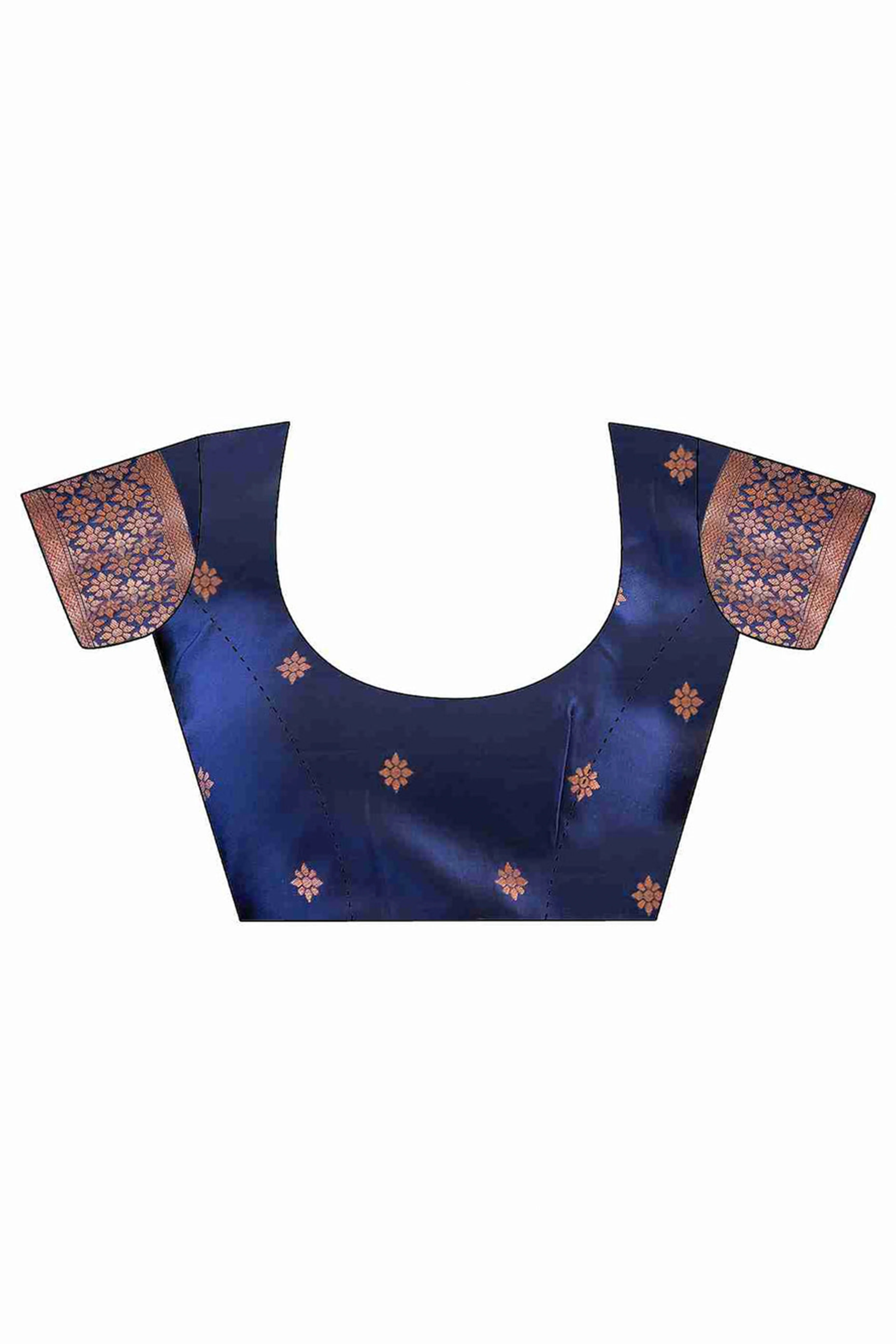 Charming Teal Banarasi Silk Saree Highlighted With Butterfly Motif Zari Work - Image 8