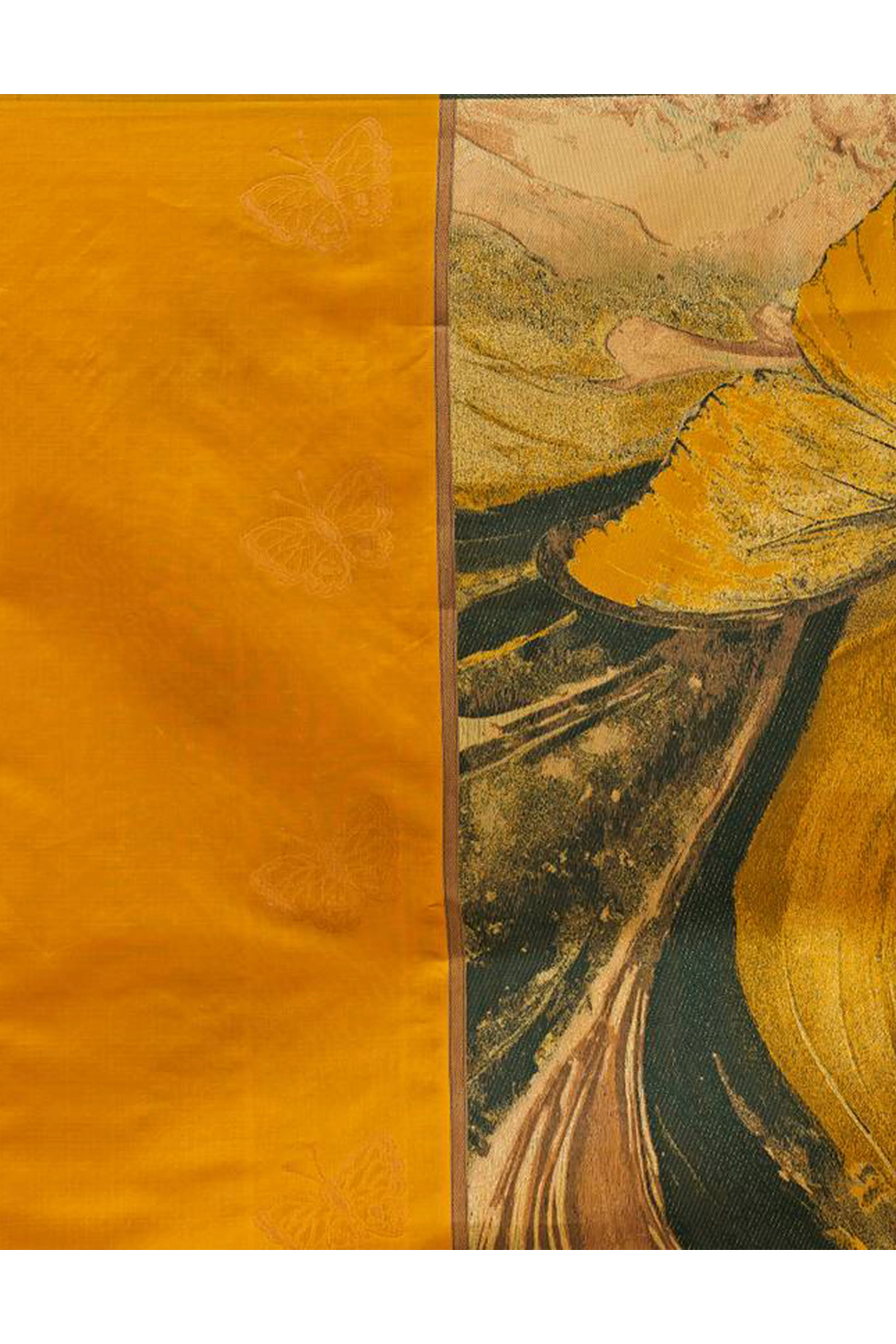 Charming Yellow Banarasi Silk Saree Highlighted With Butterfly Motif Zari Work - Image 6