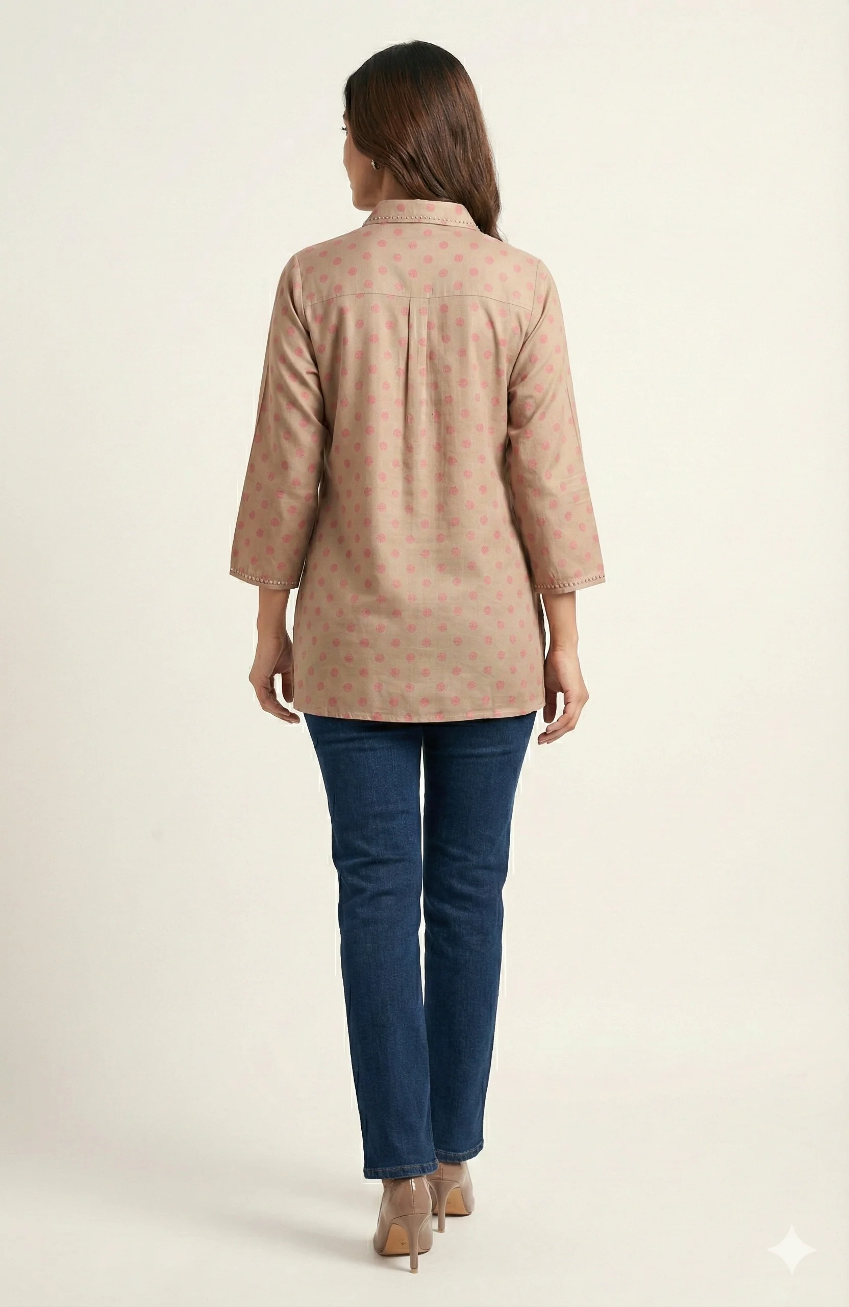Chikoo Floral Printed Straight Muslin Shirt Top Perfect for Chic Daily Outfits - Image 3