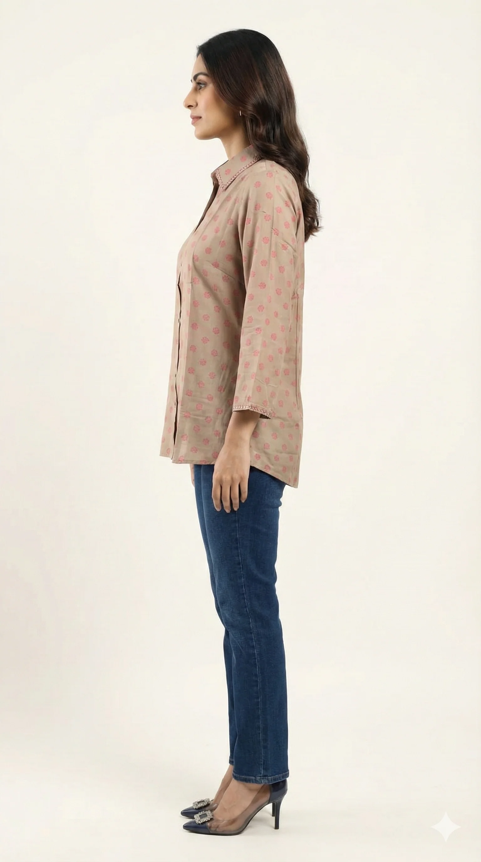 Chikoo Floral Printed Straight Muslin Shirt Top Perfect for Chic Daily Outfits - Image 4