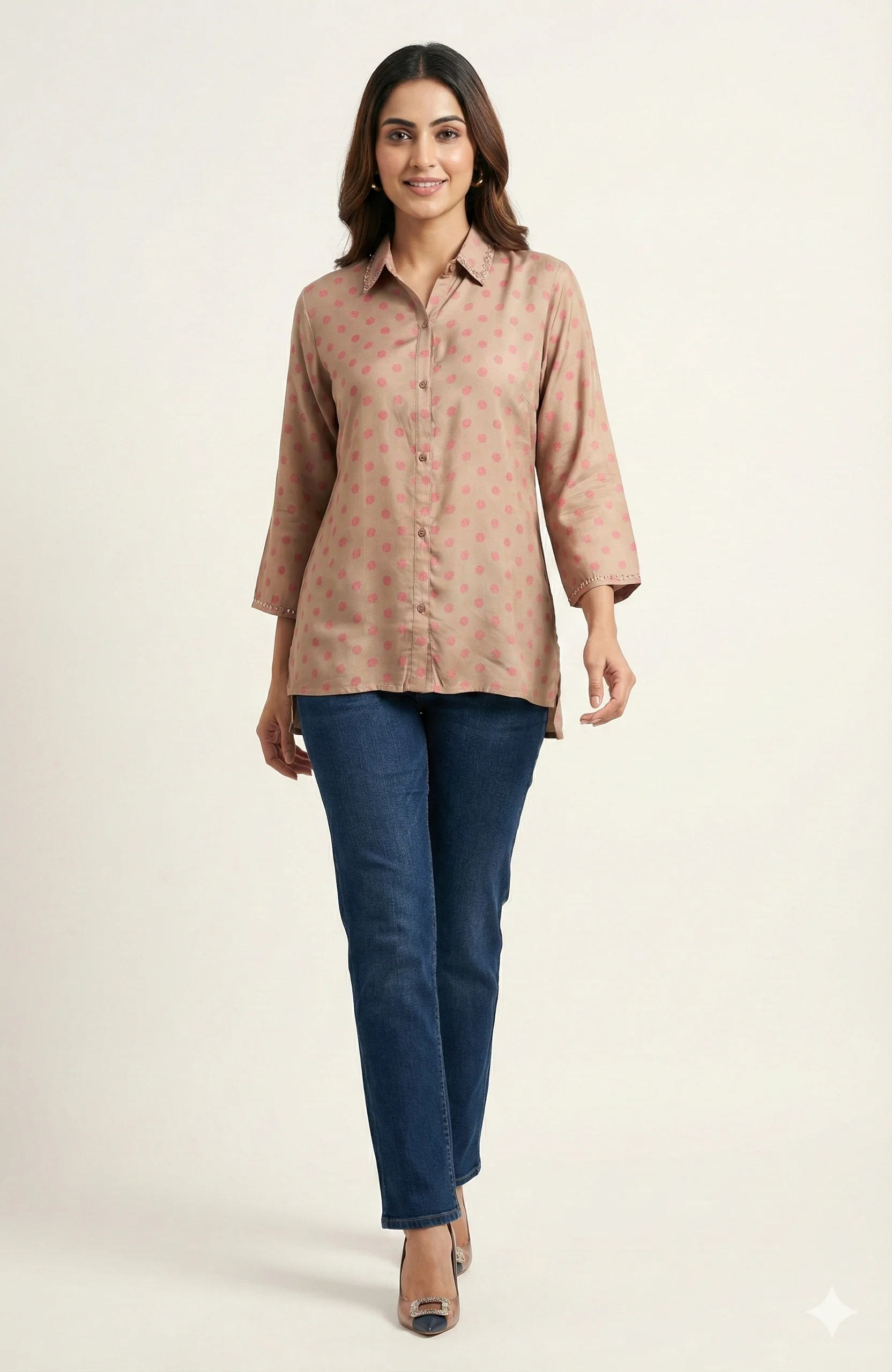 Chikoo Floral Printed Straight Muslin Shirt Top Perfect for Chic Daily Outfits - Image 5
