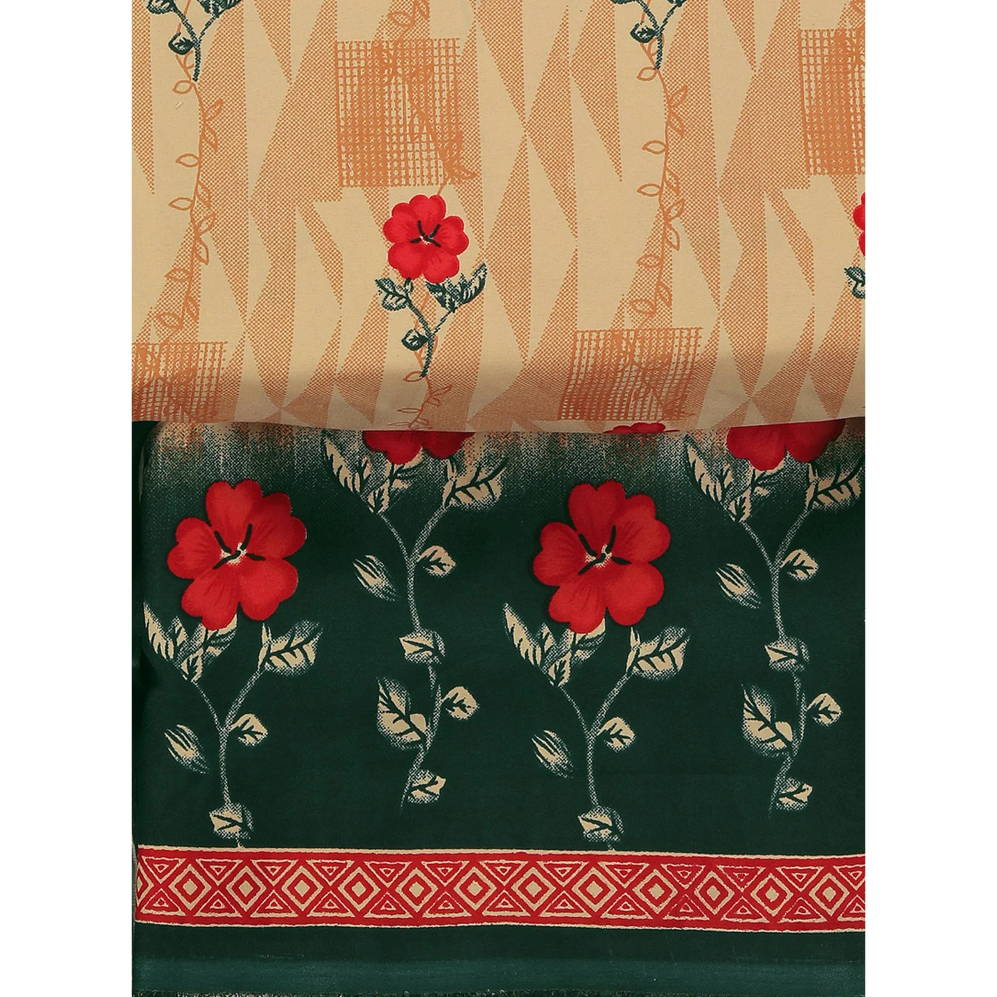 Cream Floral Printed Crepe Dress Material - Image 5