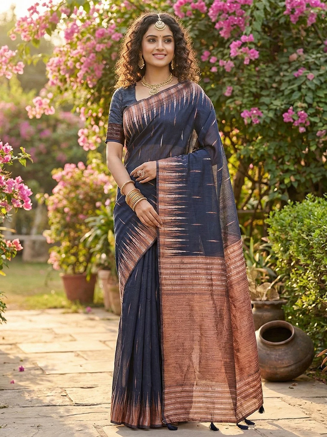 Elegant Blue Cotton Silk Saree with Zari Weaving