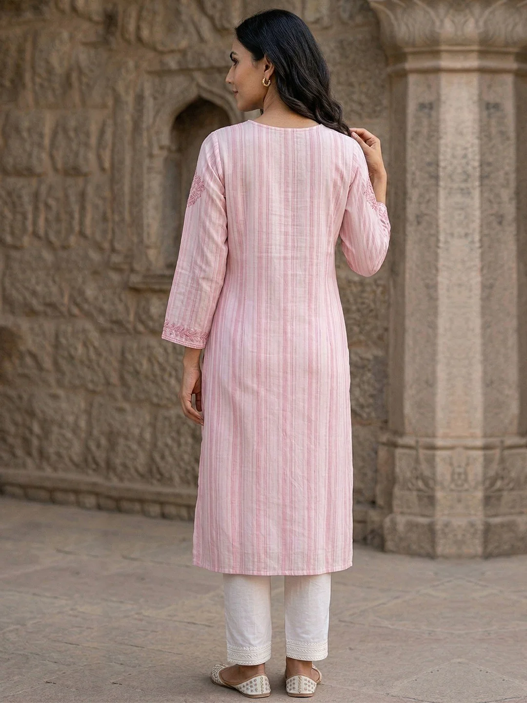 Elegant Pink Rayon Kurti with Delicate Embroidery - Image 4