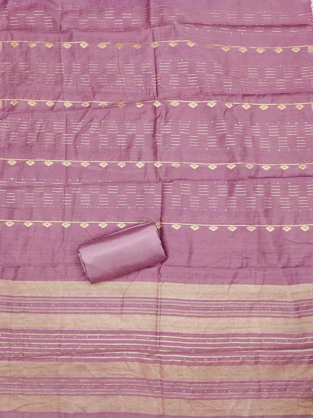 Elegant Pink Sequins Embroidered Chanderi Jacquard Dress Material With Beads & Moti Handwork - Image 6