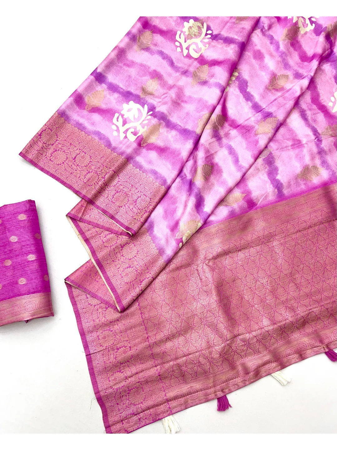 Elegant Purple Bemberg Saree with Digital Print and Rich Pallu - Image 3