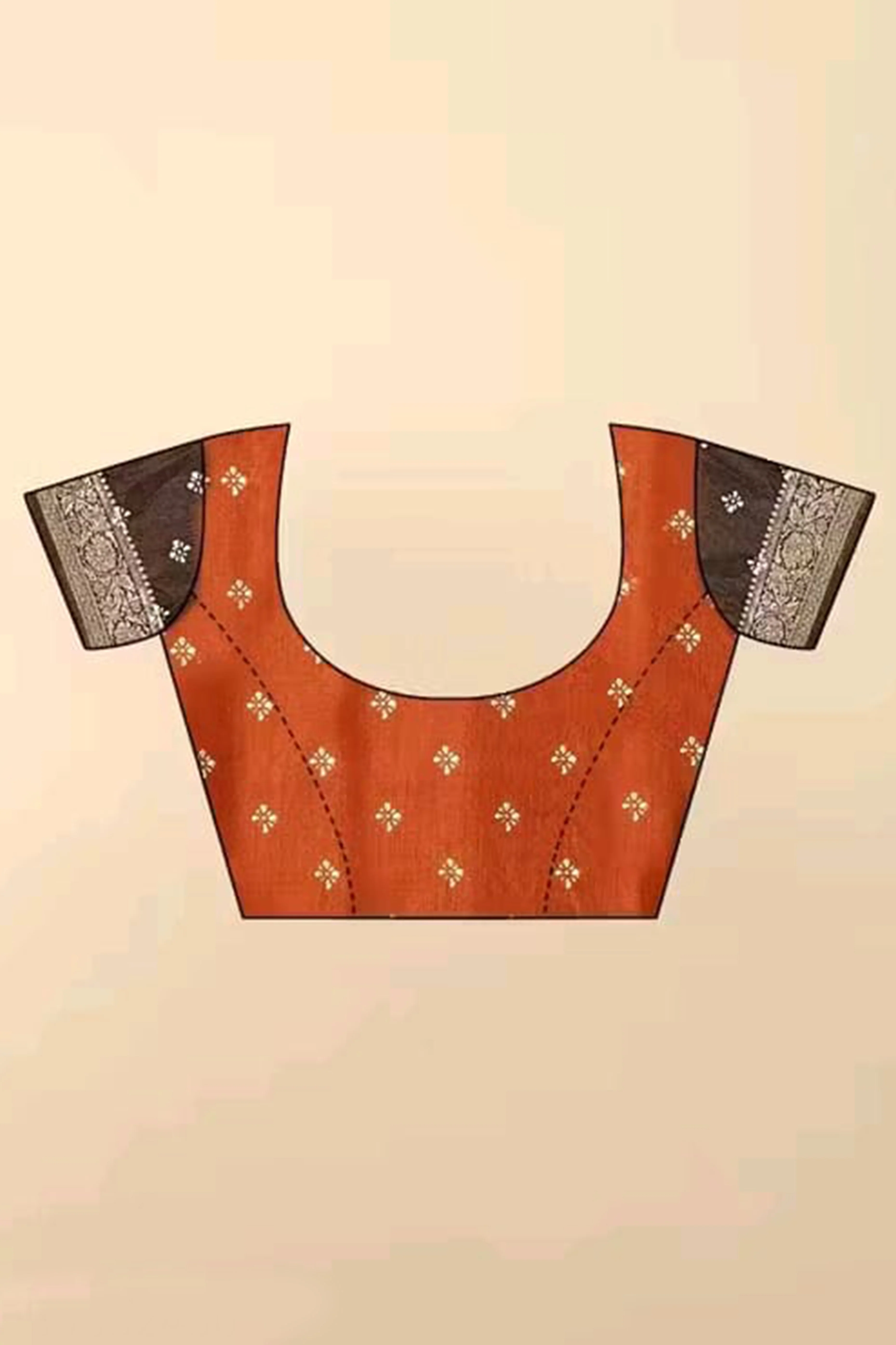 Exclusive Brown Batik Printed Saree in Soft Dola Silk Fabric with Intricate Detailing - Image 5