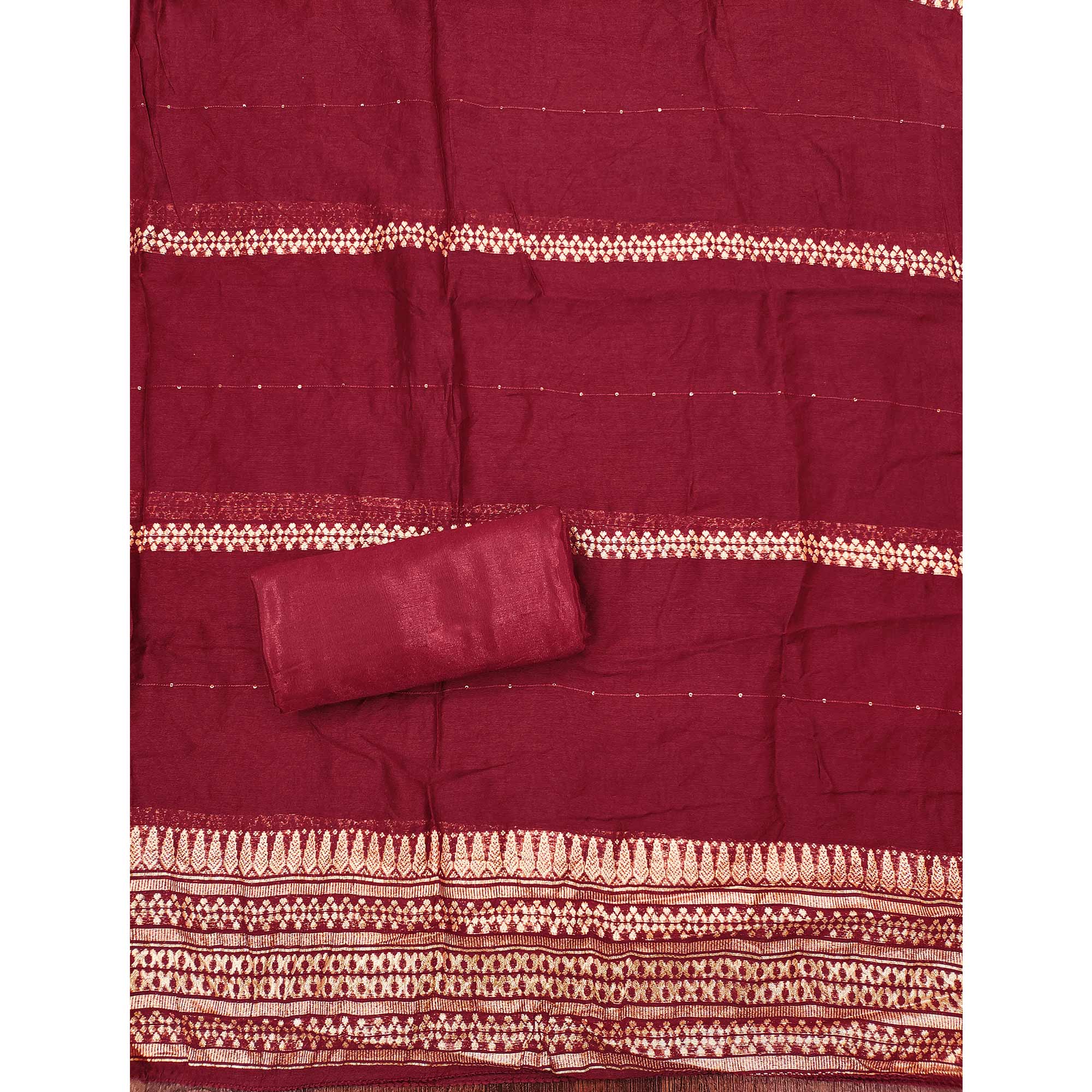 Festive Black Chanderi Silk Suit Material with Detailed Zari Weaving and Hand Embroidery - Image 5